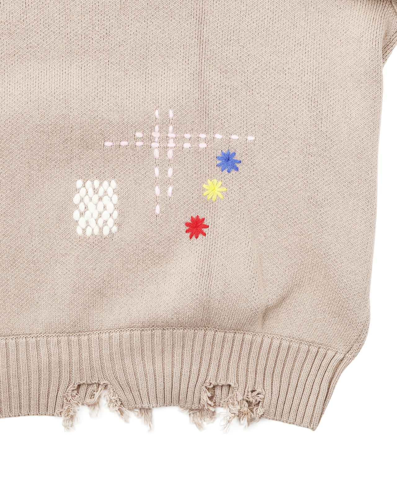 B omnivore/ビーオムニボー HAND STITCH CREWNECK KNIT ハンドステッチクルーネックニット