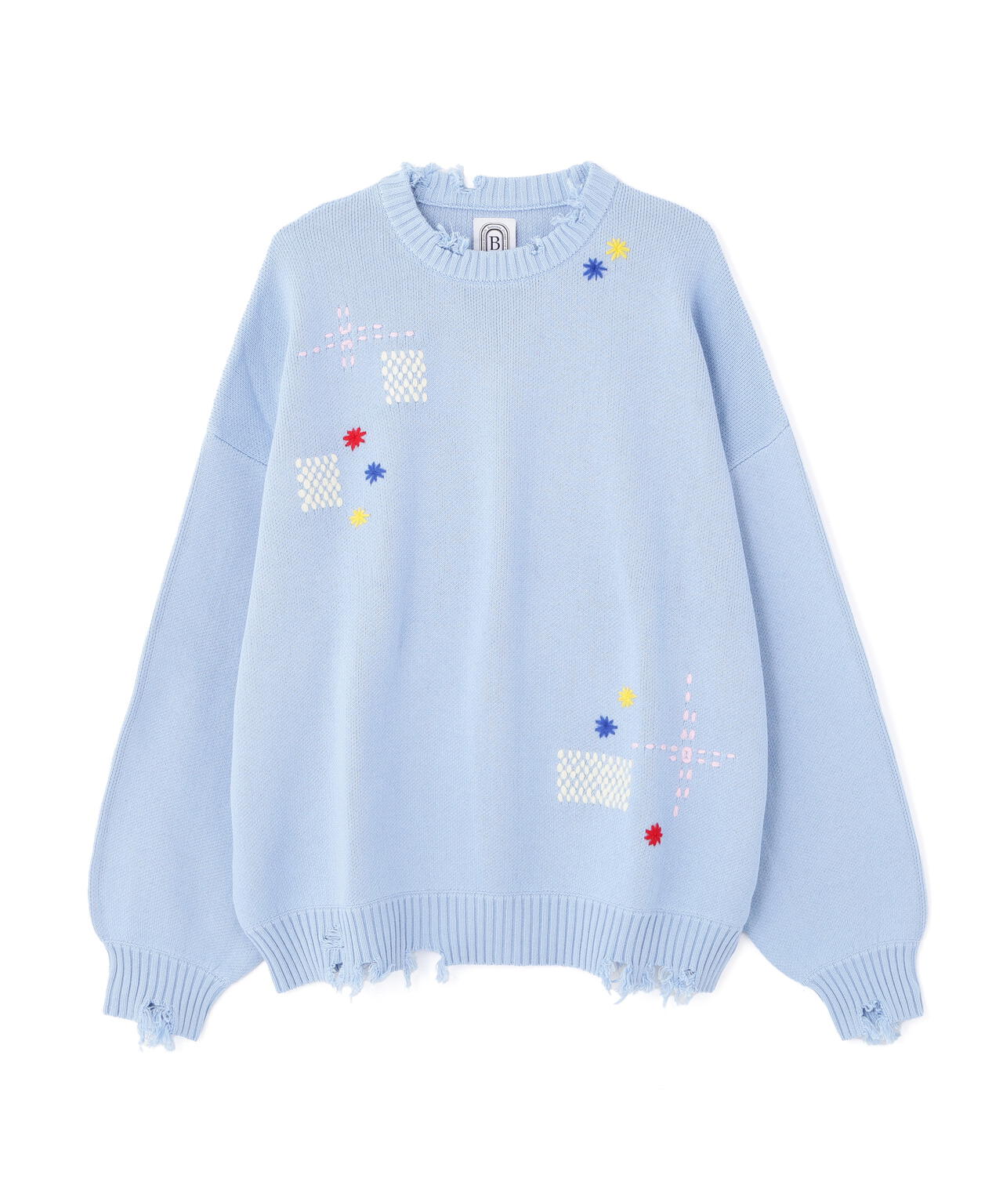 B omnivore/ビーオムニボー HAND STITCH CREWNECK KNIT ハンドステッチクルーネックニット