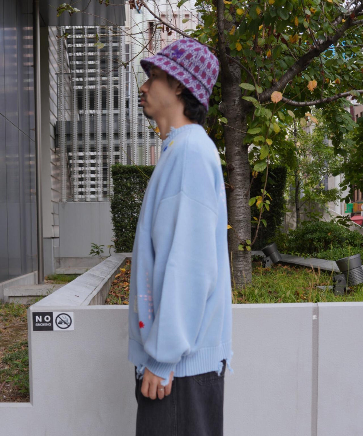 B omnivore/ビーオムニボー HAND STITCH CREWNECK KNIT ハンドステッチクルーネックニット