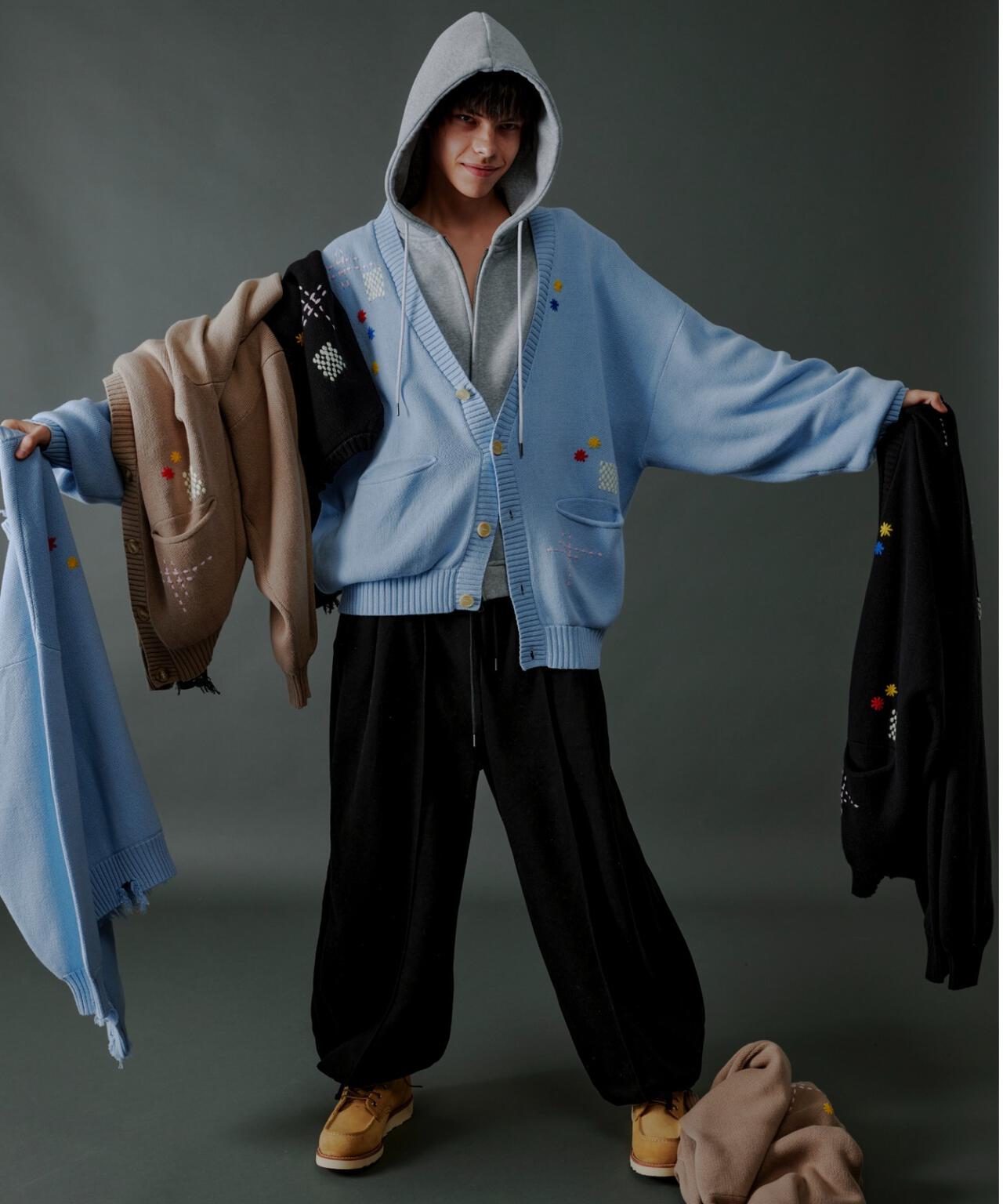 B omnivore/ビーオムニボー HAND STITCH CARDIGAN ハンドステッチカーディガン