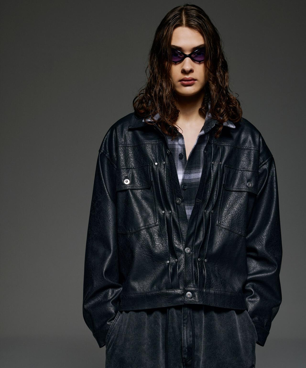 B omnivore/ビーオムニボー FAUX LEATHER BLOUSON