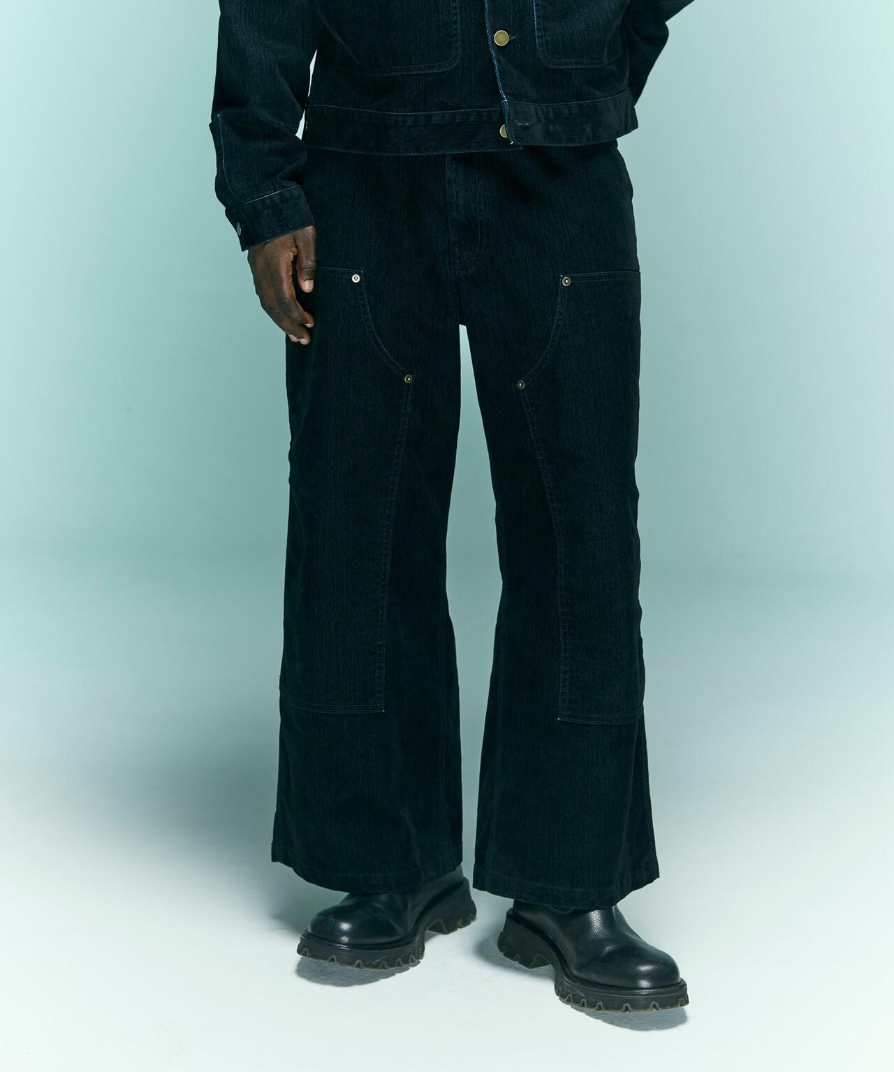 B omnivore/ビーオムニボー FLOCKY DENIM W KNEE PANTS フロッキーデニムダブルニーパンツ
