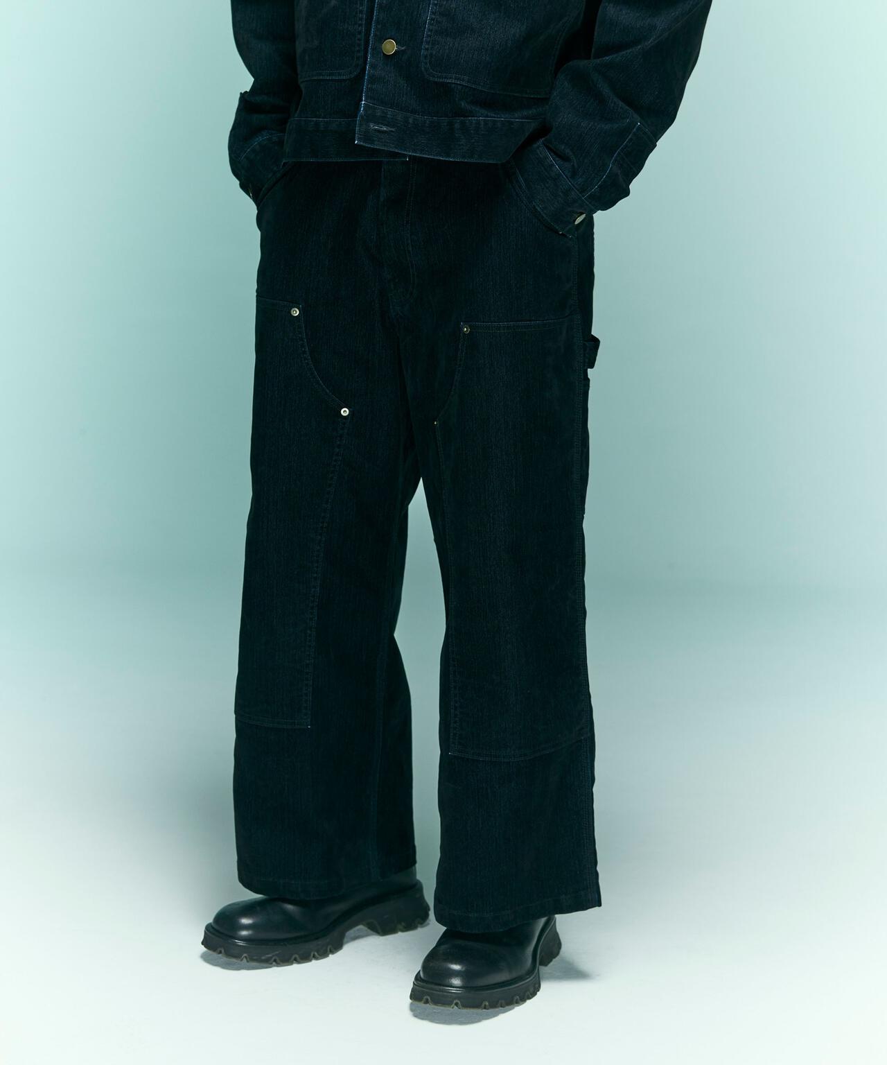 B omnivore/ビーオムニボー FLOCKY DENIM W KNEE PANTS フロッキーデニムダブルニーパンツ