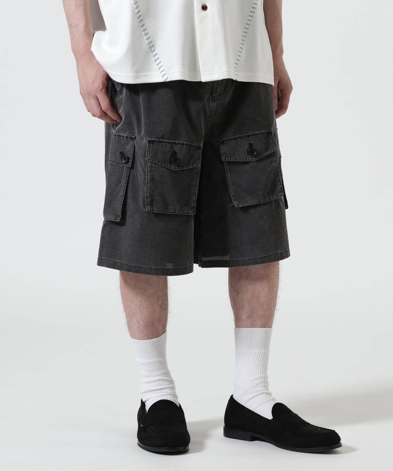 B omnivore/ビーオムニボー PIGMENT WIND CLOTH W CARGO SHORTS