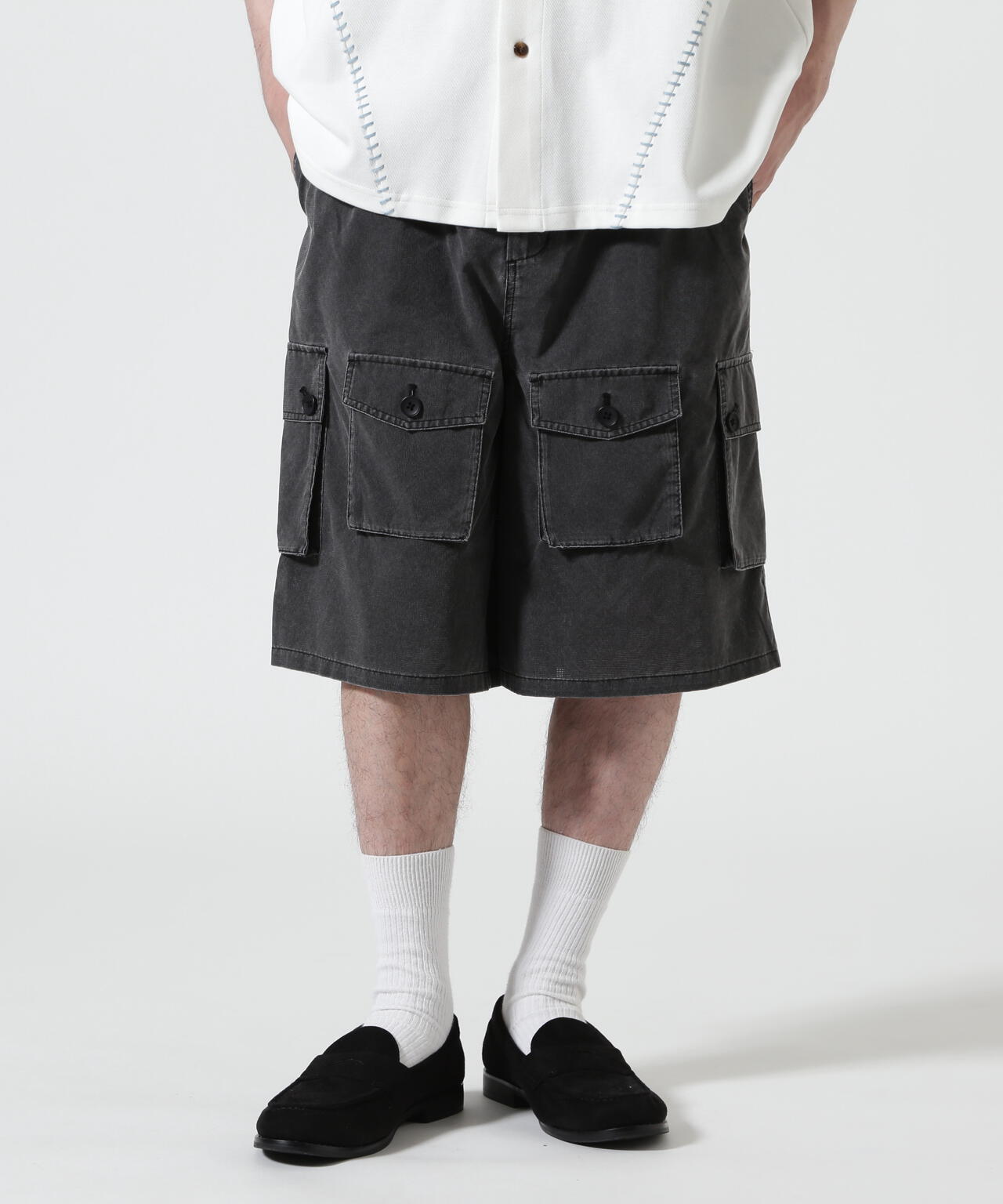 B omnivore/ビーオムニボー PIGMENT WIND CLOTH W CARGO SHORTS