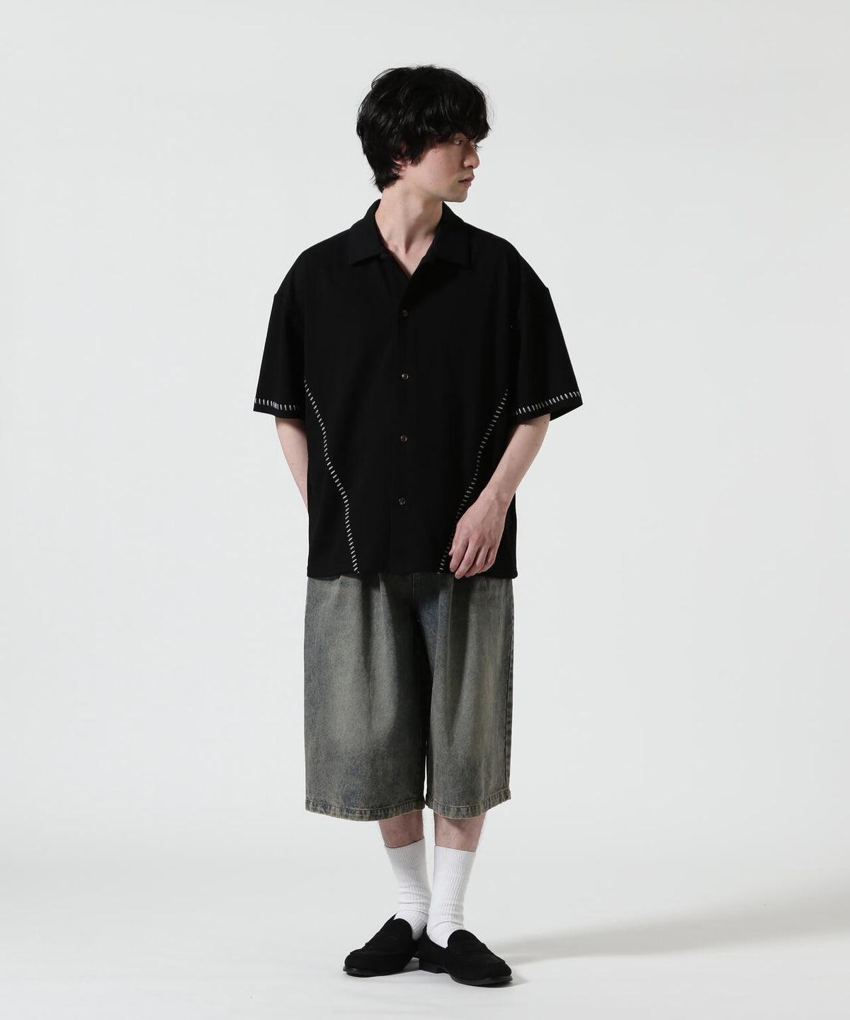 B omnivore/ビーオムニボー TUCK DENIM SHORTS タックデニムショーツ