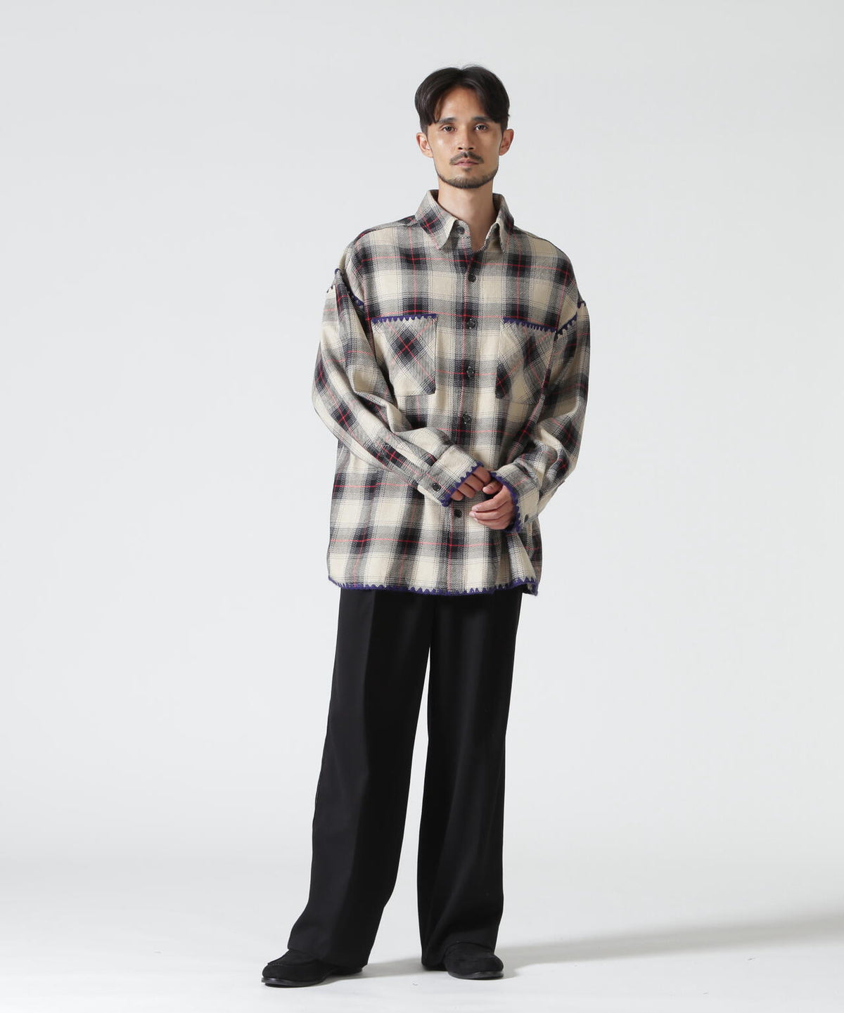 B omnivore/ビーオムニボー HAND STITCH FLANNEL ハンドステッチフランネルシャツ