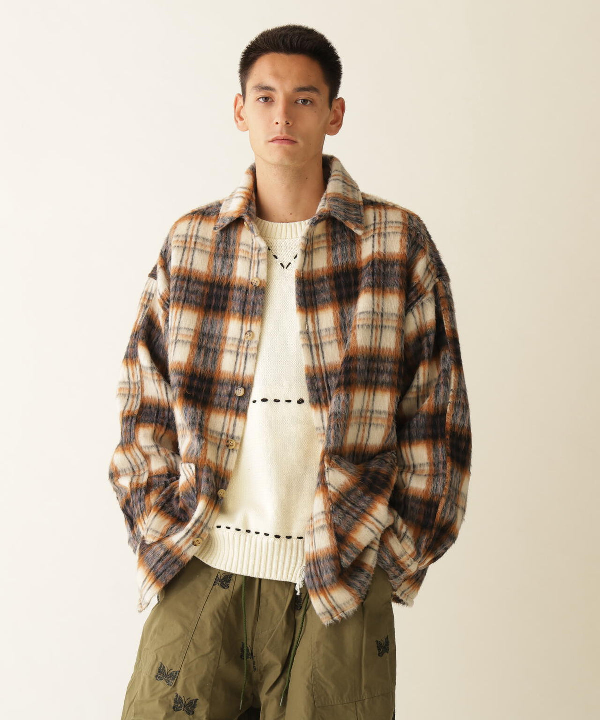B omnivore / ビーオムニボー SHAGGY SHIRT CHECK シャギーシャツチェック