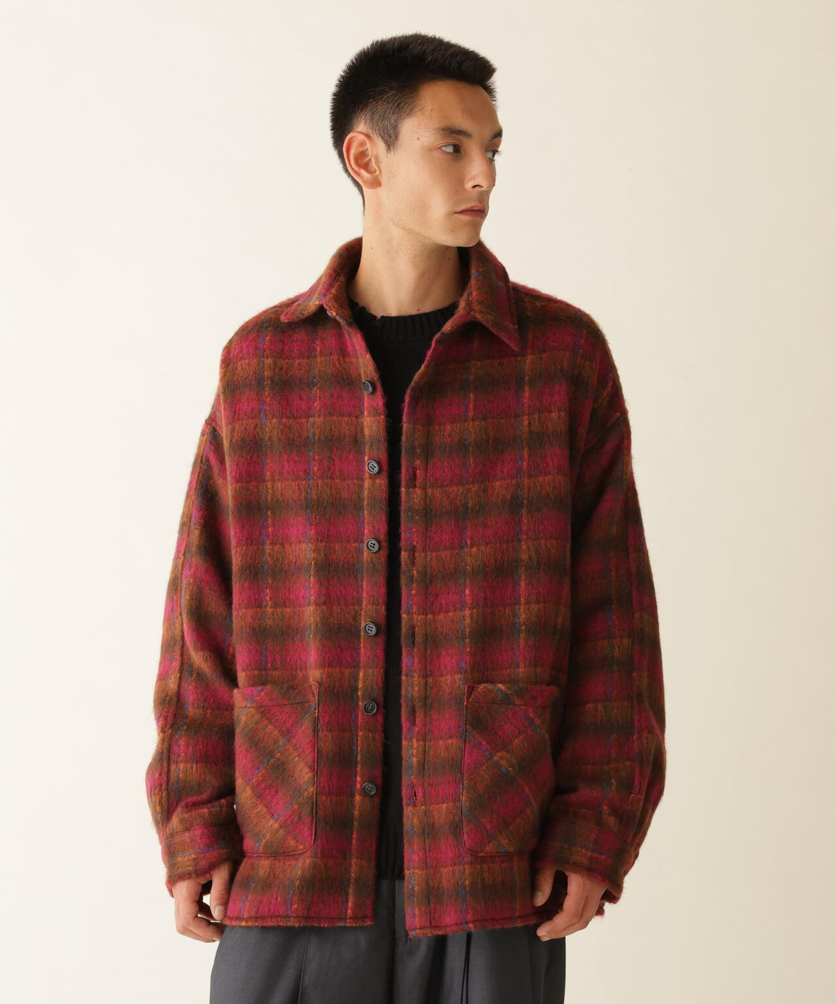 B omnivore / ビーオムニボー SHAGGY SHIRT CHECK シャギーシャツチェック