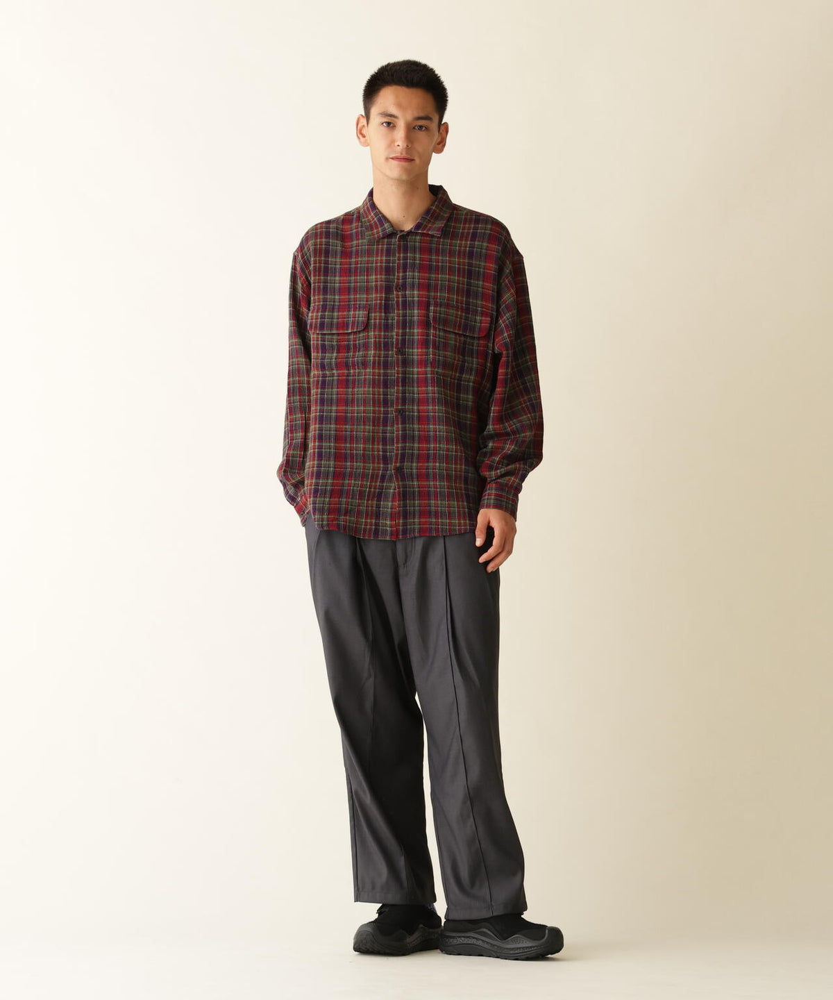 B omnivore/ビーオムニボー PLAID PATTERN SHIRT