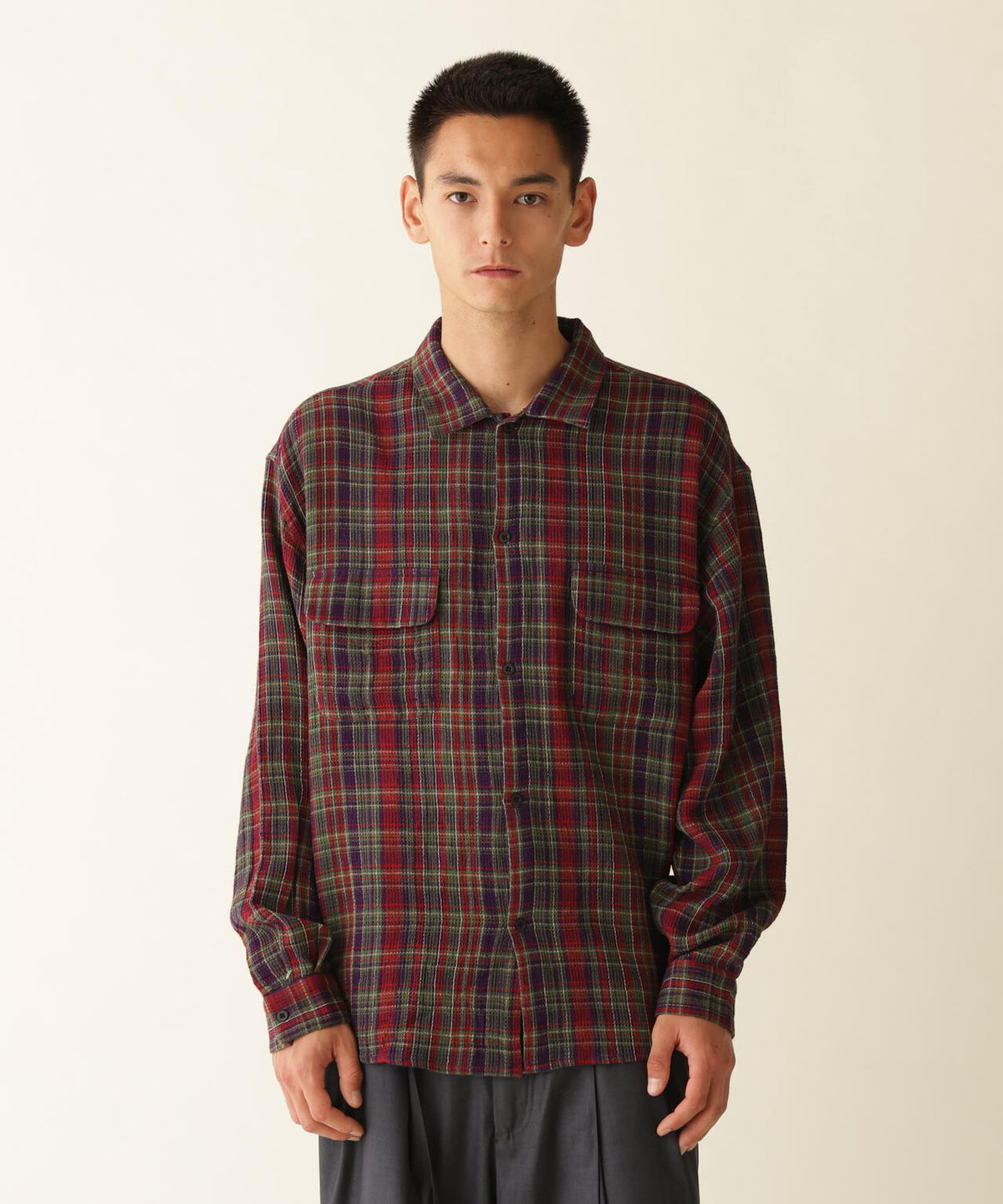 B omnivore/ビーオムニボー PLAID PATTERN SHIRT
