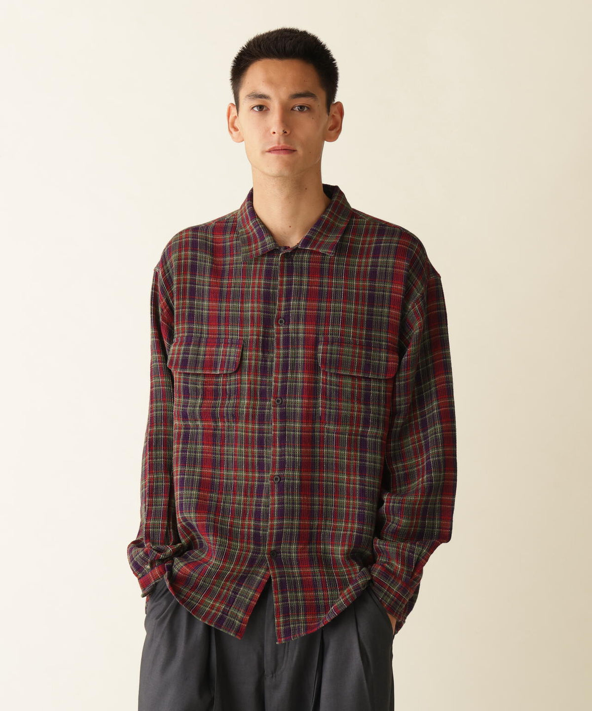 B omnivore/ビーオムニボー PLAID PATTERN SHIRT