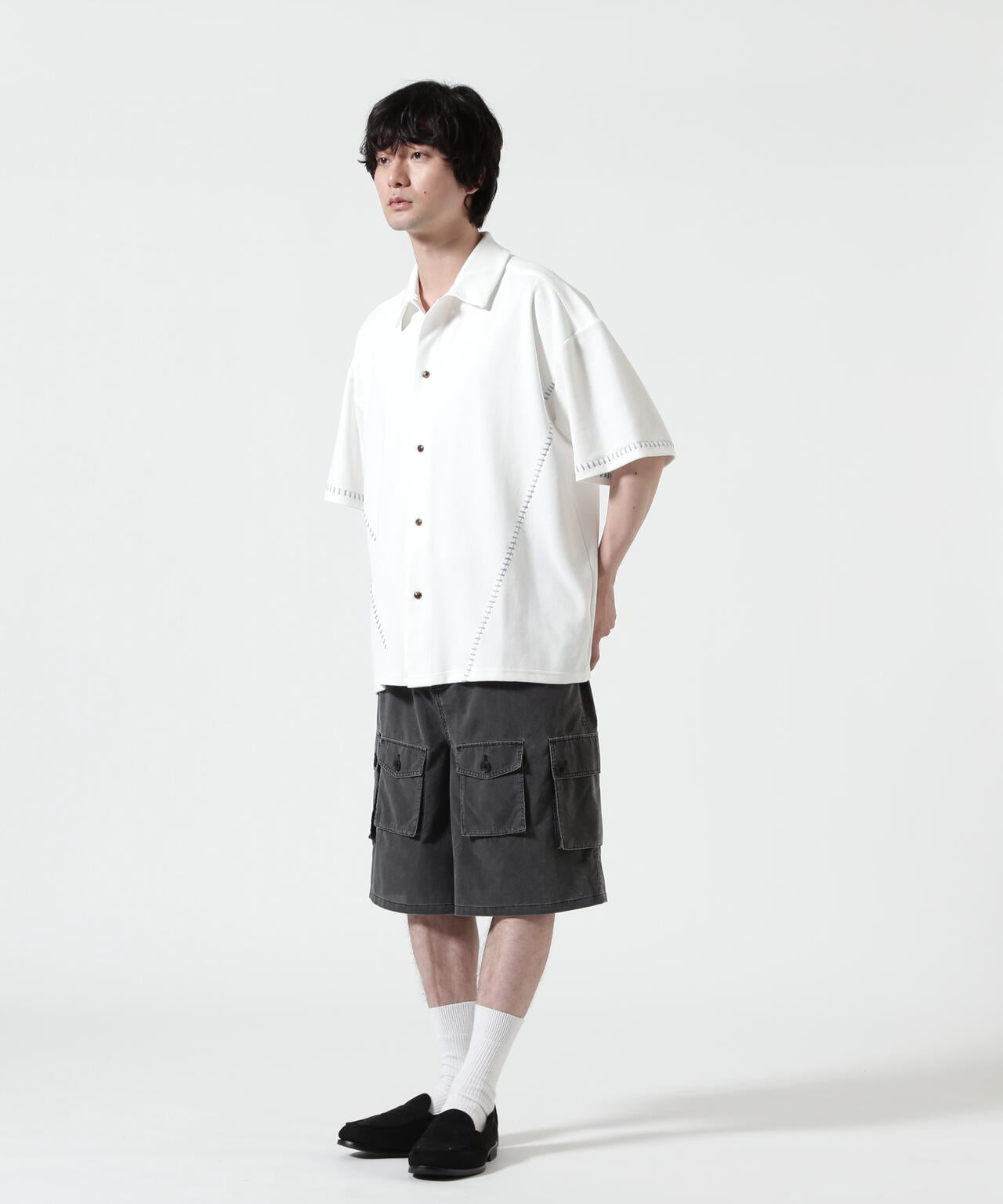 B omnivore/ビーオムニボー STITCH S/S SHIRT ステッチシャツ