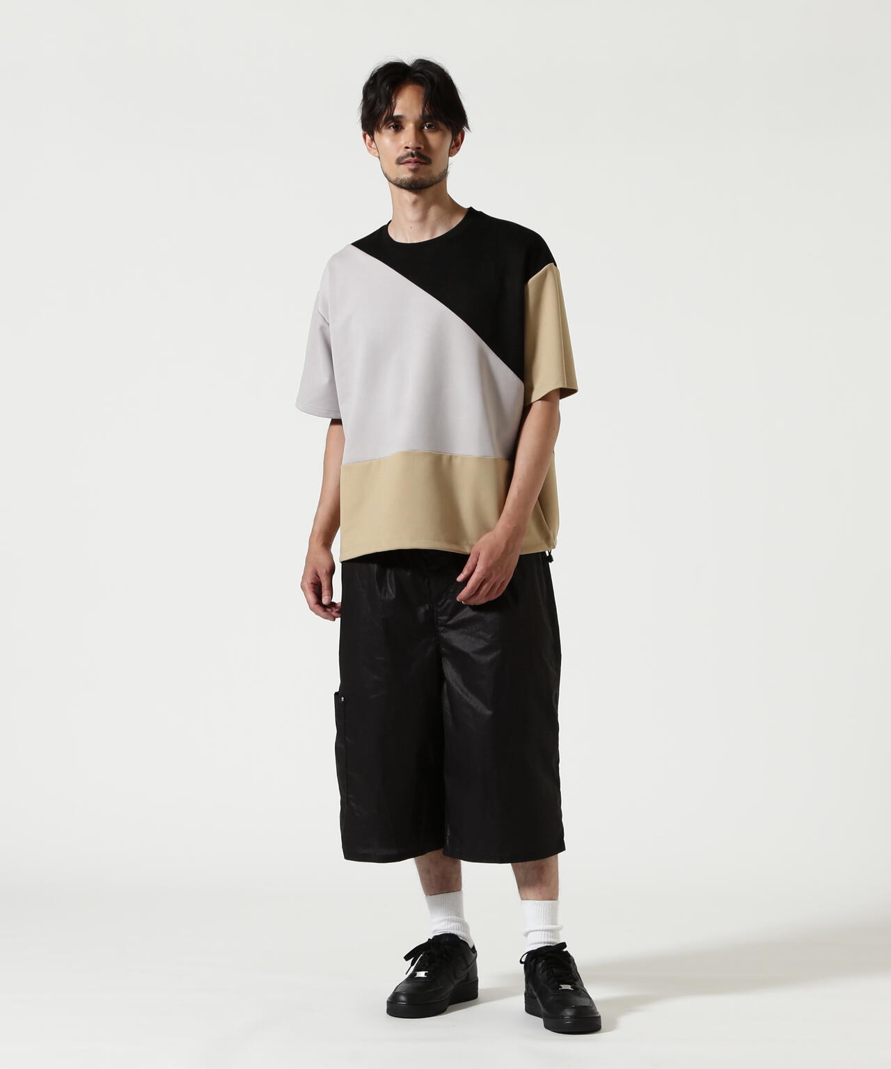 B omnivore/ビーオムニボー PANEL TEE パネル切り替えTEE