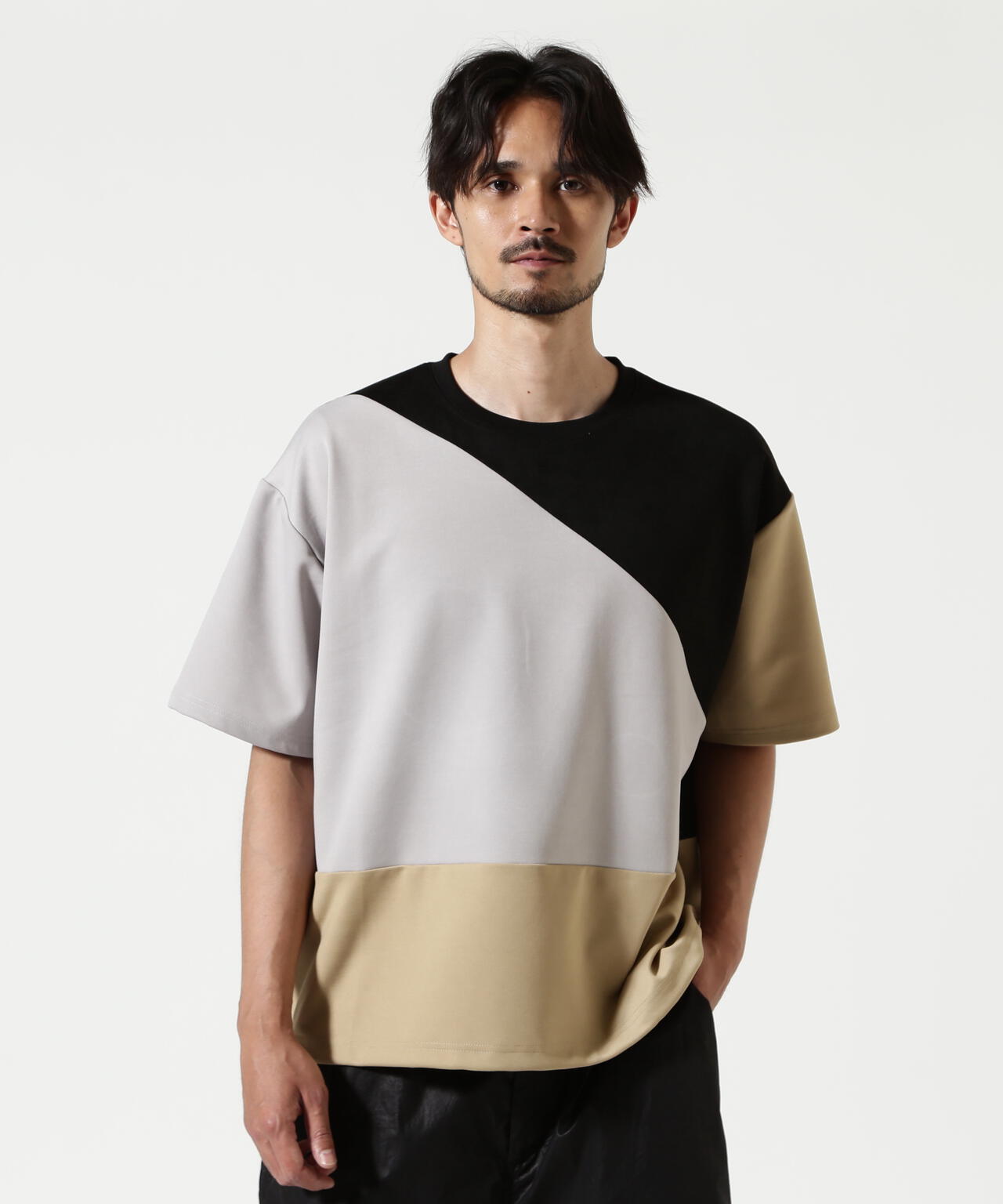 B omnivore/ビーオムニボー PANEL TEE パネル切り替えTEE