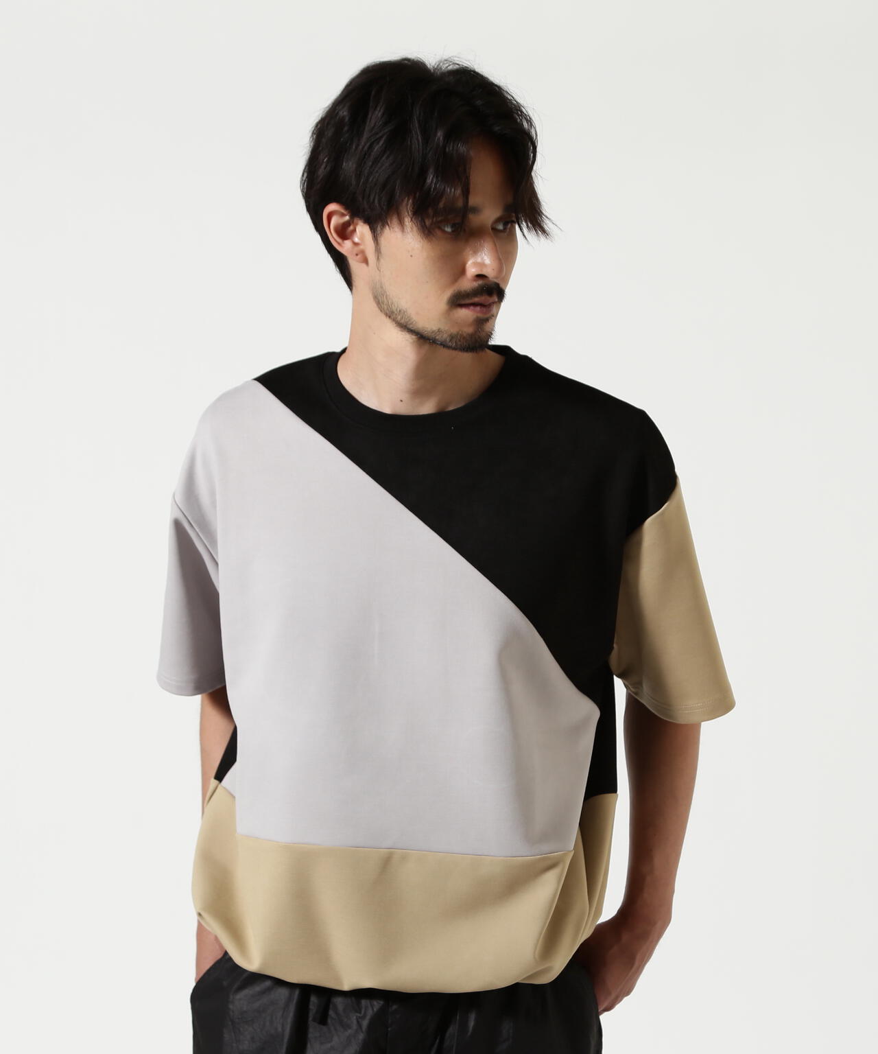B omnivore/ビーオムニボー PANEL TEE パネル切り替えTEE