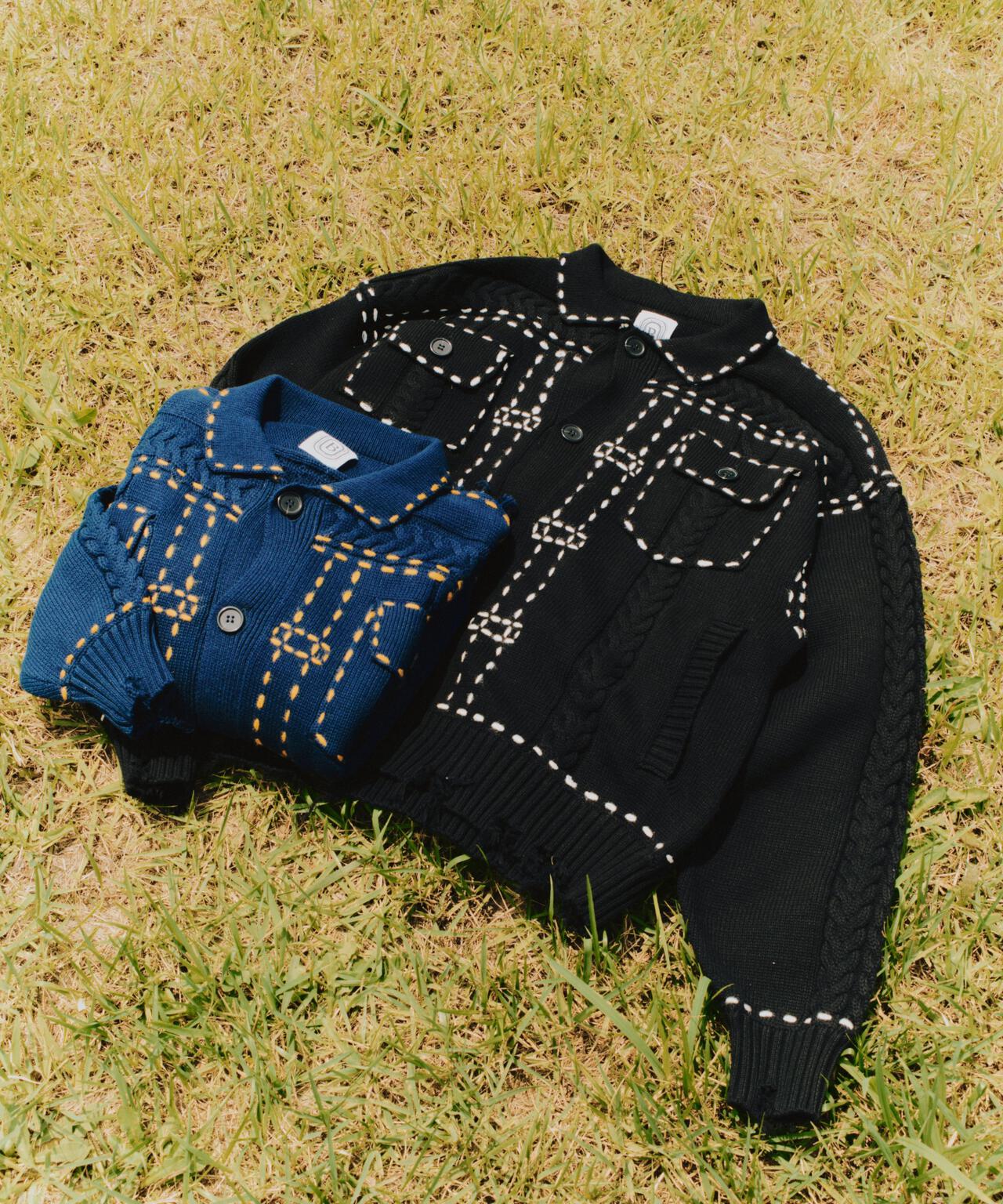 B omnivore/ビーオムニボー HANDSTITCH CABLE KNIT JACKET ハンドステッチケーブルニットジャケット