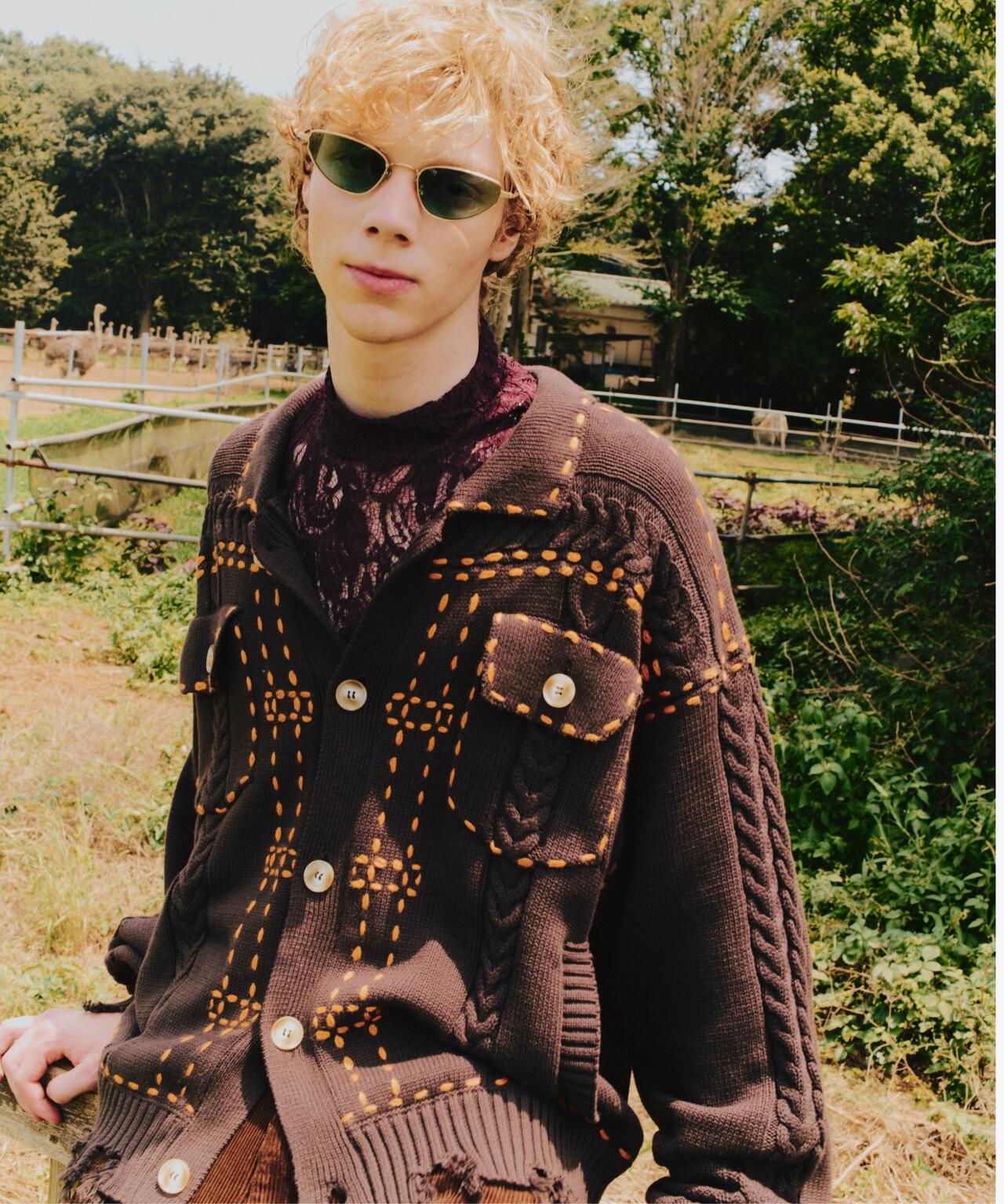 B omnivore/ビーオムニボー HANDSTITCH CABLE KNIT JACKET ハンドステッチケーブルニットジャケット