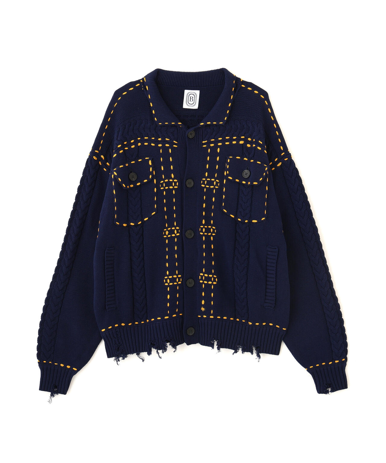 B omnivore/ビーオムニボー HANDSTITCH CABLE KNIT JACKET ハンドステッチケーブルニットジャケット