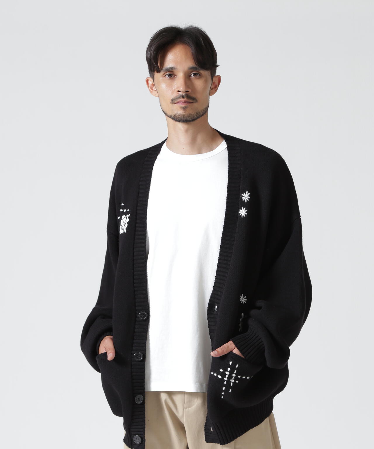 B omnivore/ビーオムニボー HAND STITCH CARDIGAN ハンドステッチカーディガン