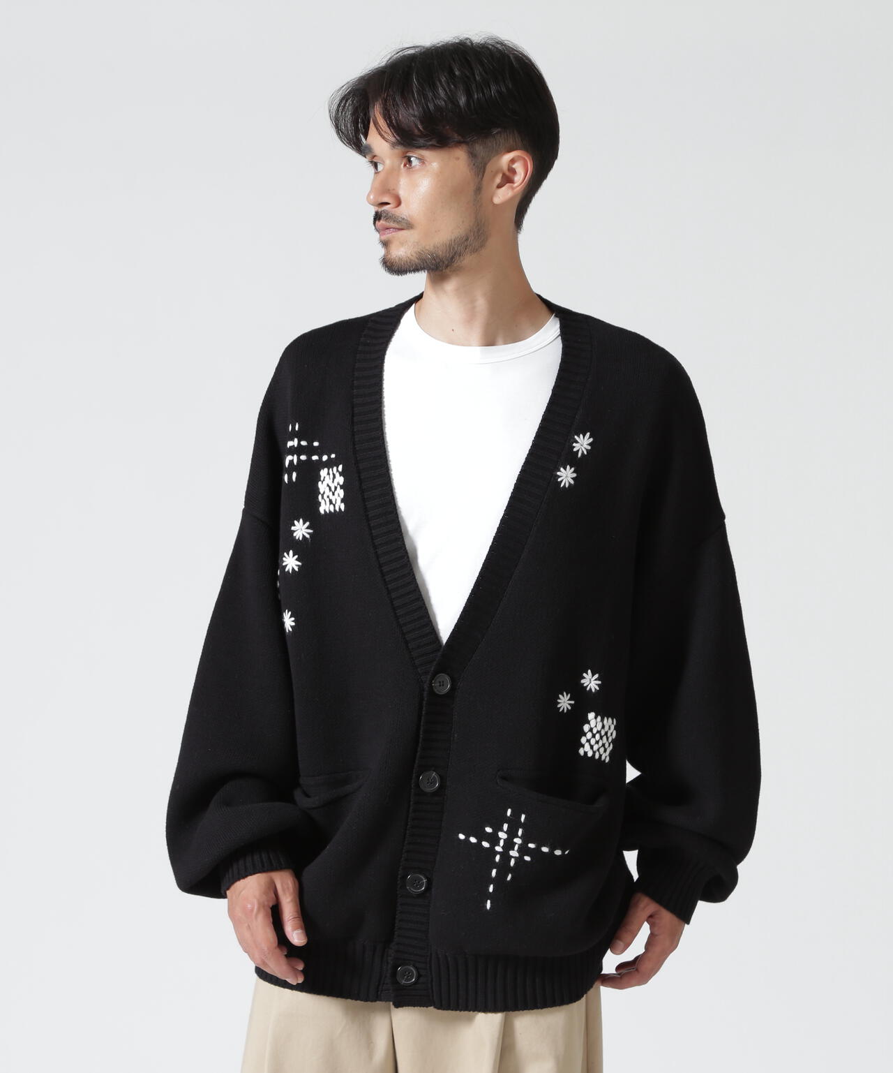 B omnivore/ビーオムニボー HAND STITCH CARDIGAN ハンドステッチカーディガン