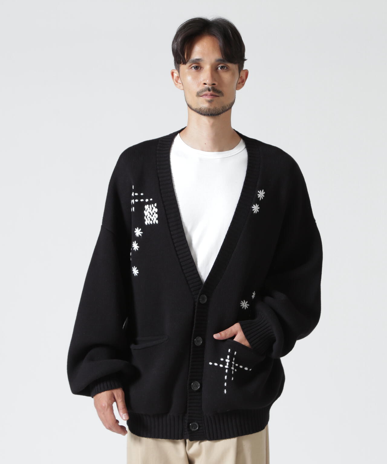 B omnivore/ビーオムニボー HAND STITCH CARDIGAN ハンドステッチカーディガン