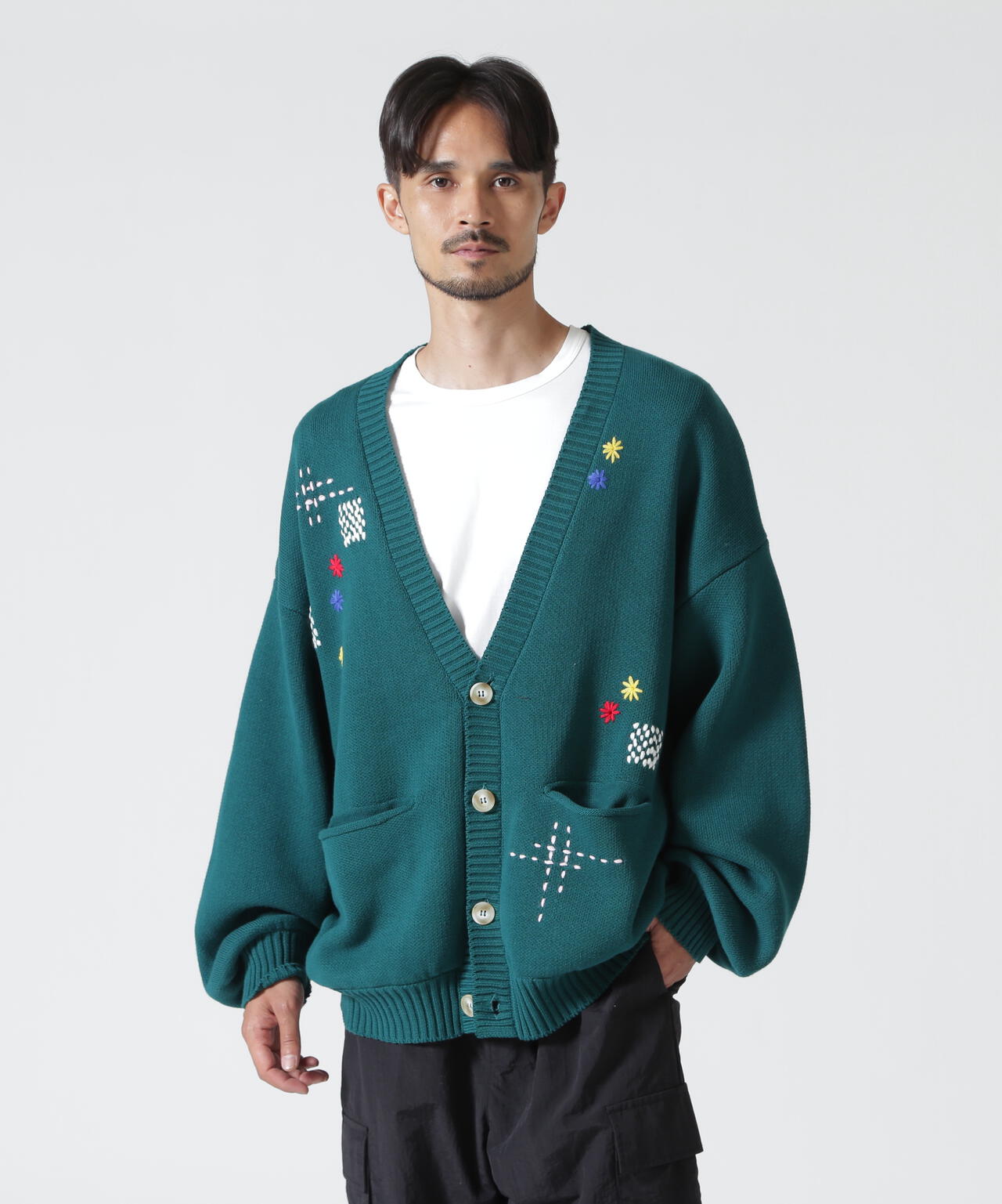 B omnivore/ビーオムニボー HAND STITCH CARDIGAN ハンドステッチカーディガン