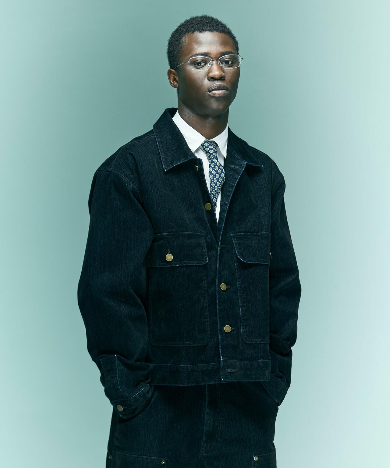 B omnivore/ビーオムニボー FLOCKY DENIM COVERALLS フロッキーデニムカバーオール