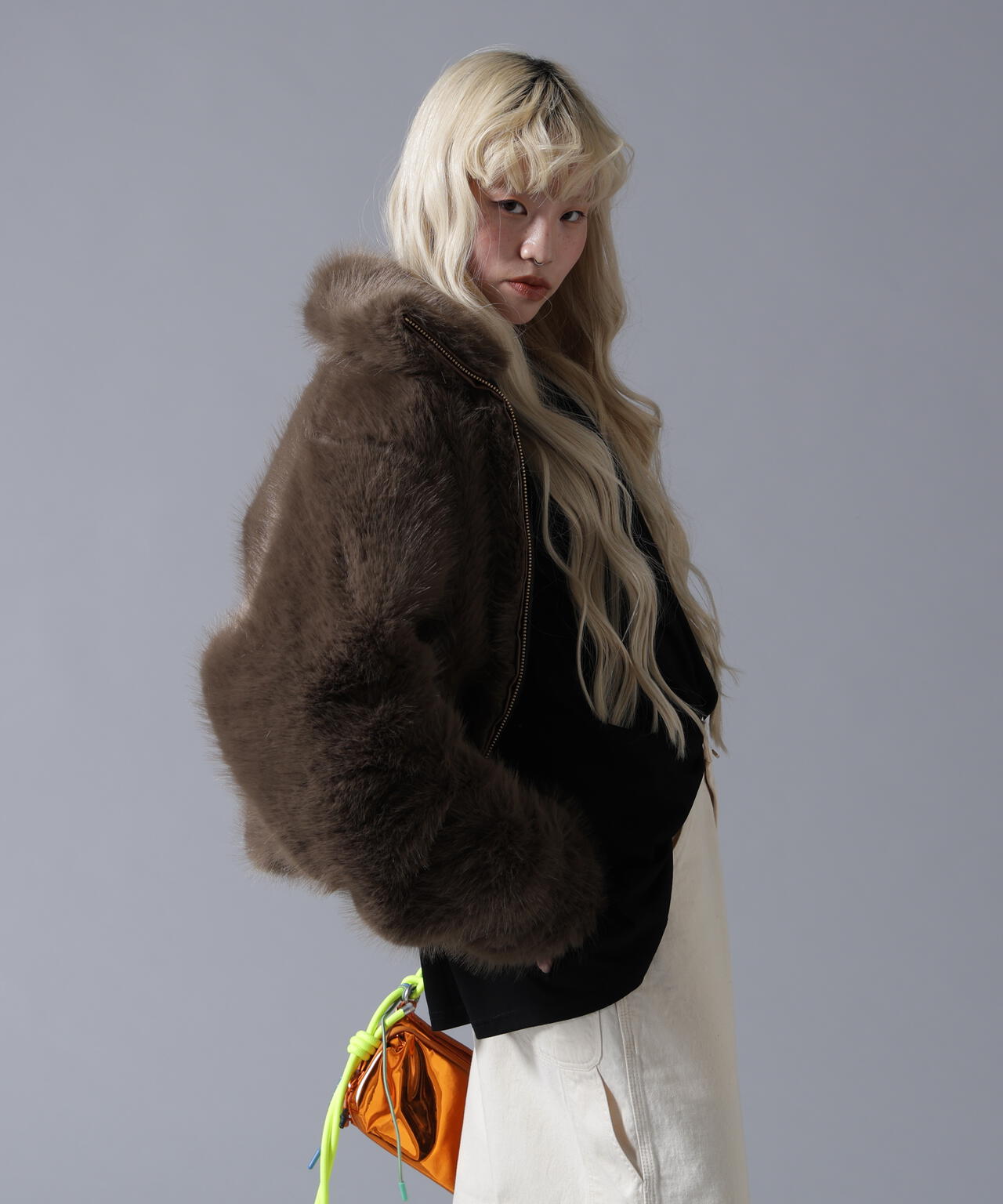B omnivore/ビーオムニボー ECO FUR STAND BLOUSON