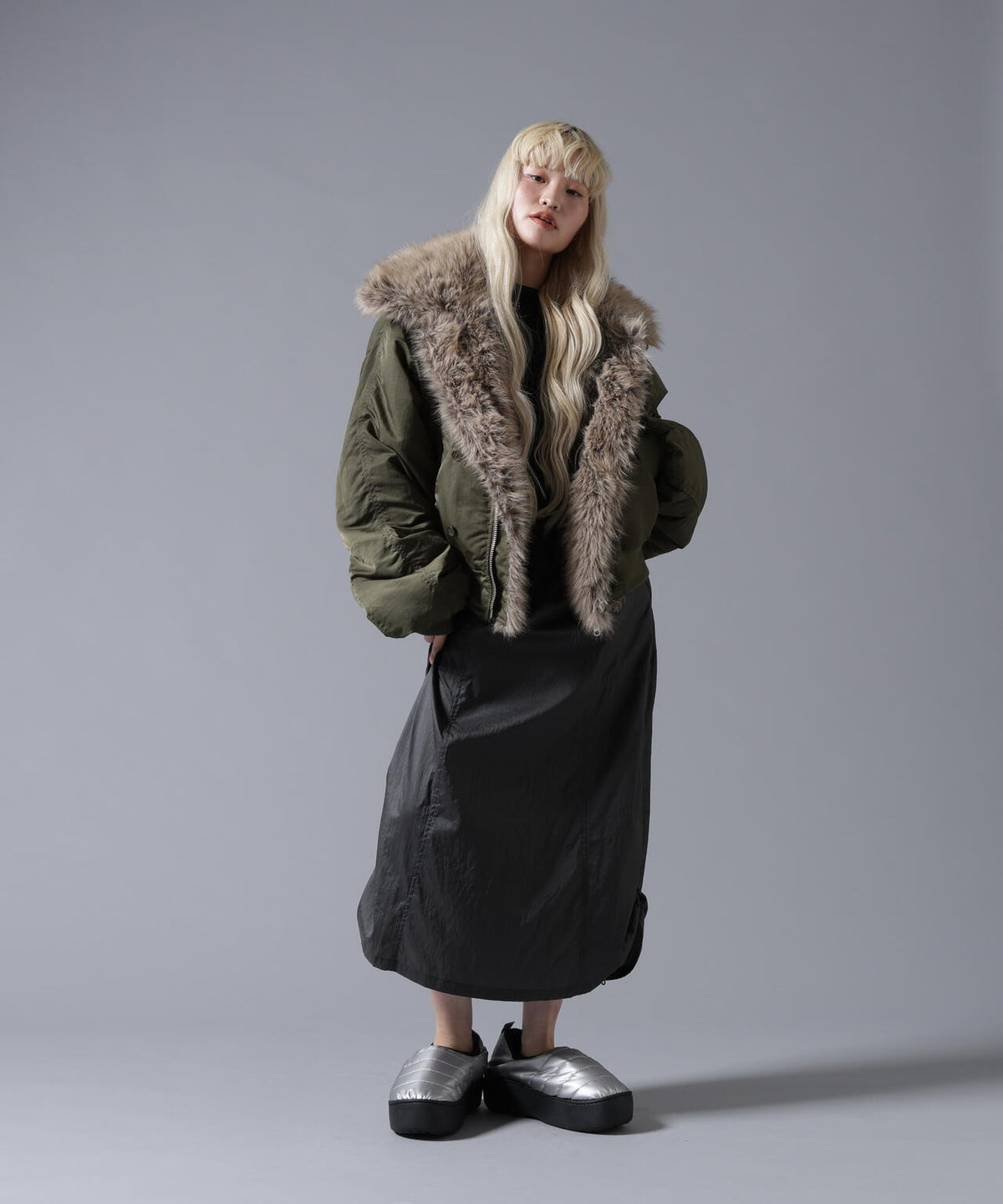 B omnivore/ビーオムニボー REVERSIBLE FUR NYLON BLOUSON