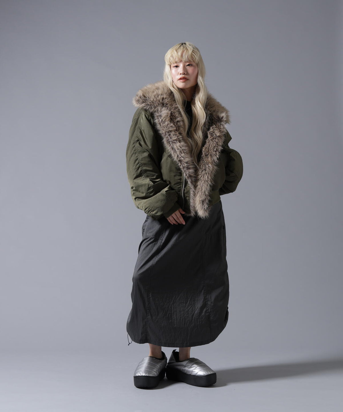 B omnivore/ビーオムニボー REVERSIBLE FUR NYLON BLOUSON