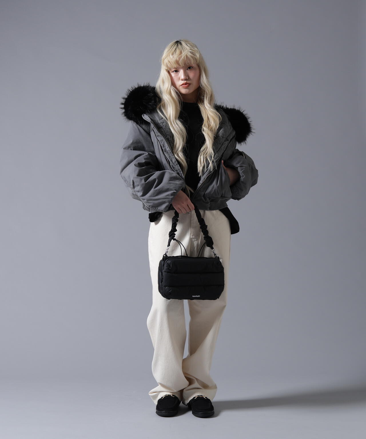 B omnivore/ビーオムニボー COTTON NYLON FUR BLOUSON