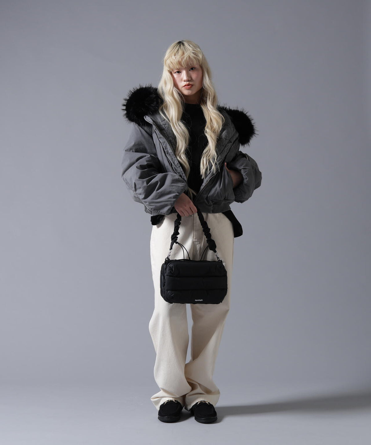 B omnivore/ビーオムニボー COTTON NYLON FUR BLOUSON