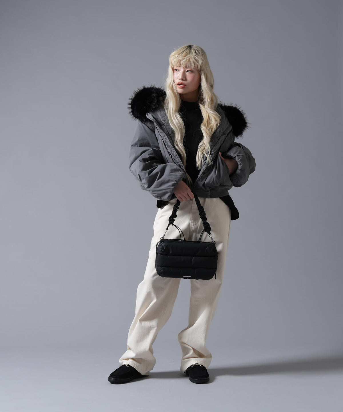 B omnivore/ビーオムニボー COTTON NYLON FUR BLOUSON