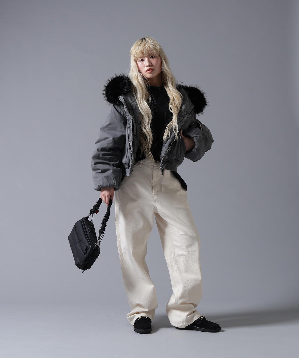 B omnivore/ビーオムニボー COTTON NYLON FUR BLOUSON