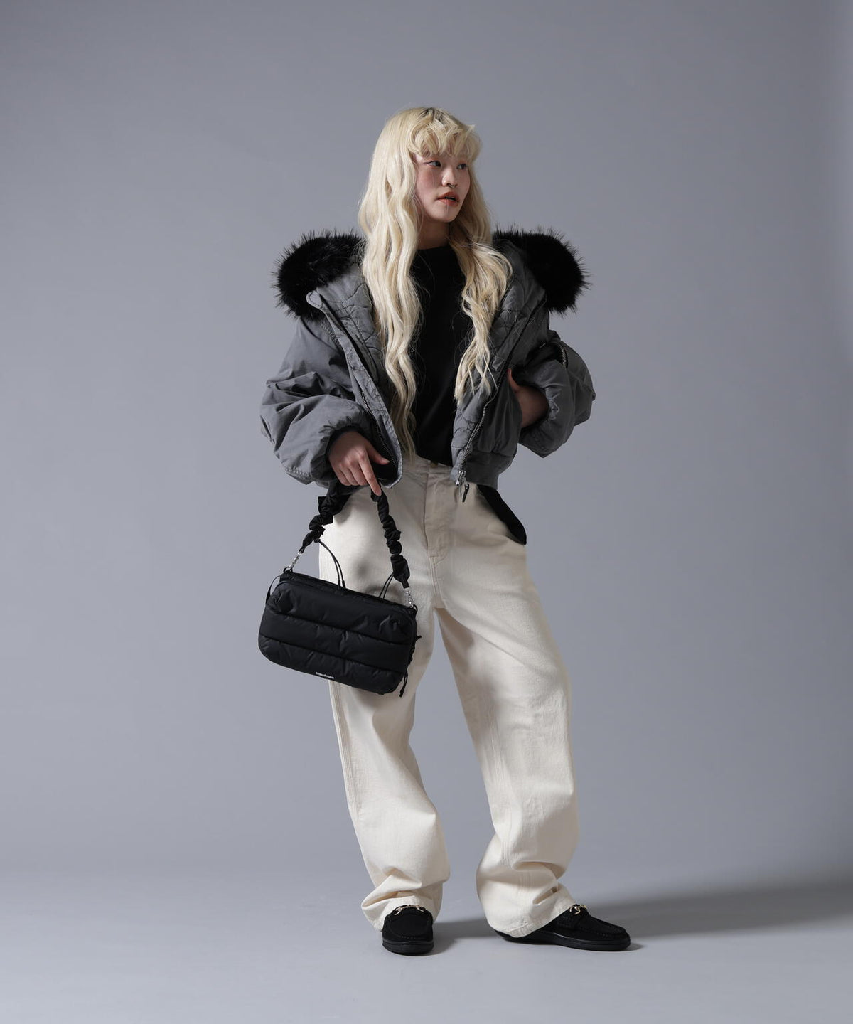 B omnivore/ビーオムニボー COTTON NYLON FUR BLOUSON