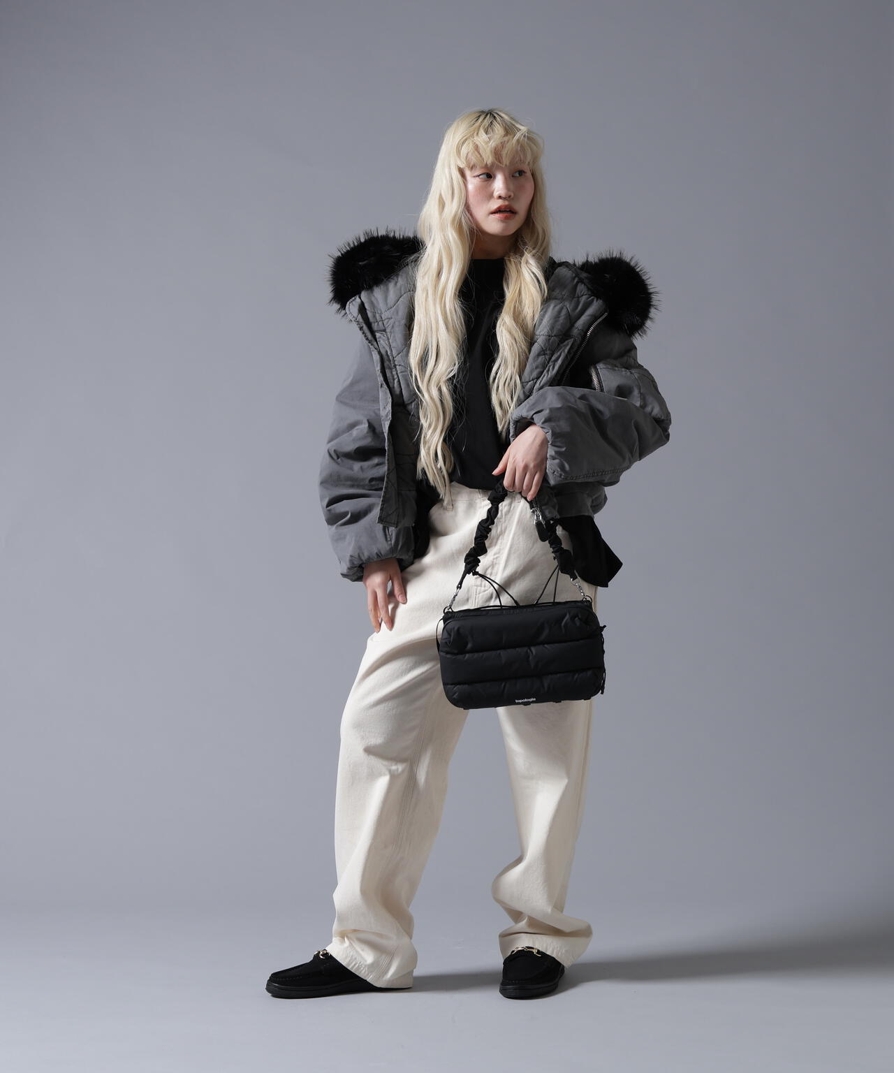 B omnivore/ビーオムニボー COTTON NYLON FUR BLOUSON