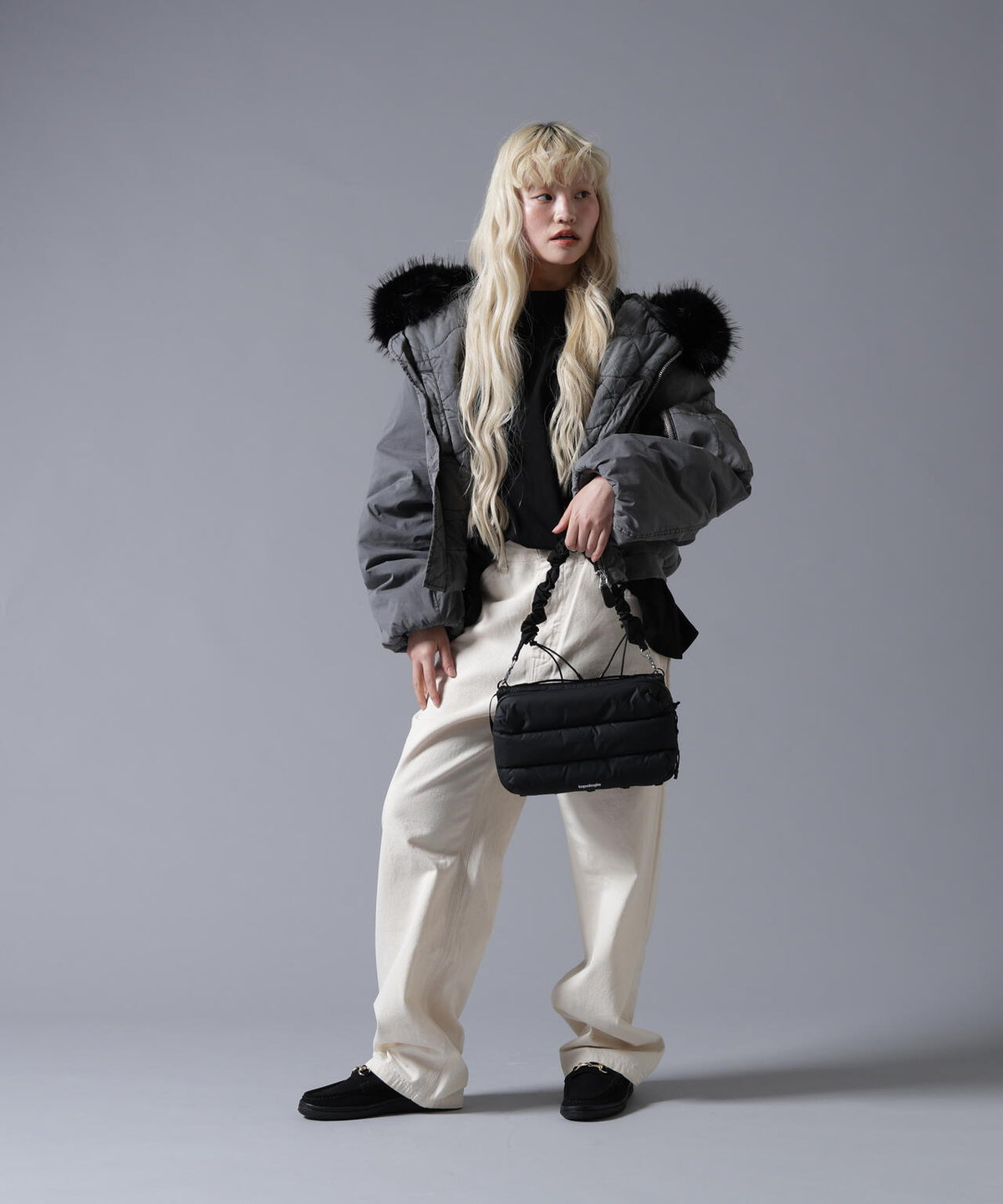 B omnivore/ビーオムニボー COTTON NYLON FUR BLOUSON
