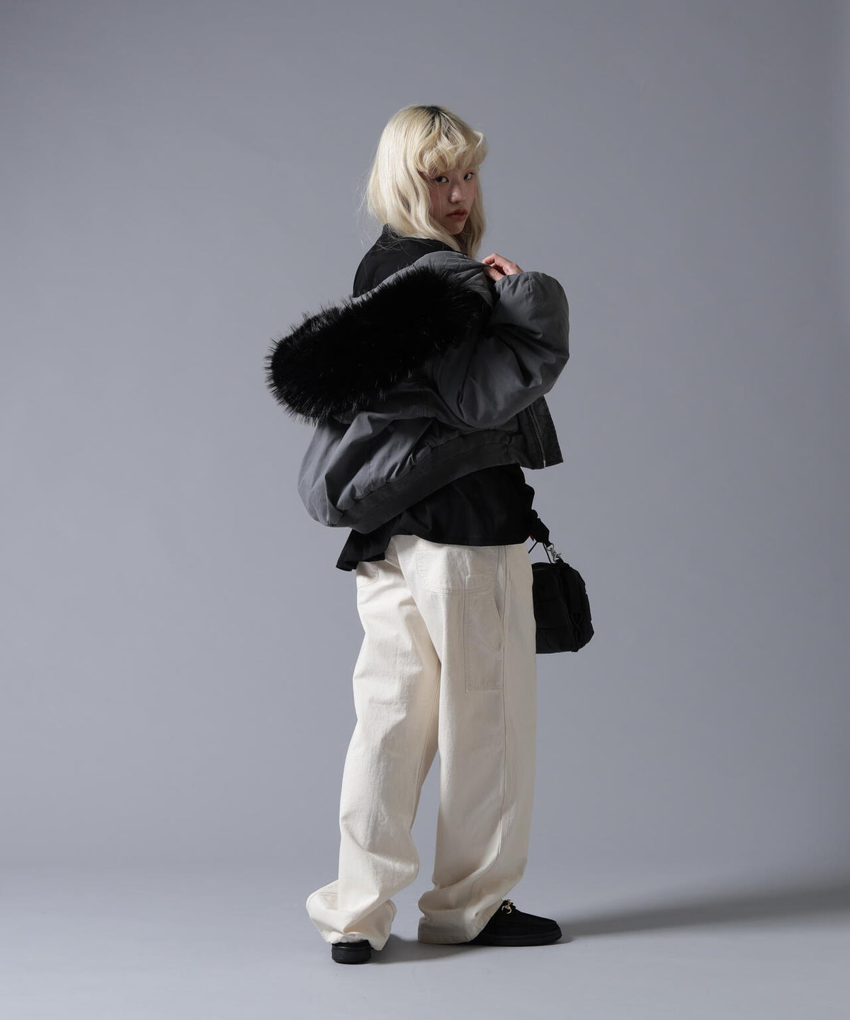 B omnivore/ビーオムニボー COTTON NYLON FUR BLOUSON