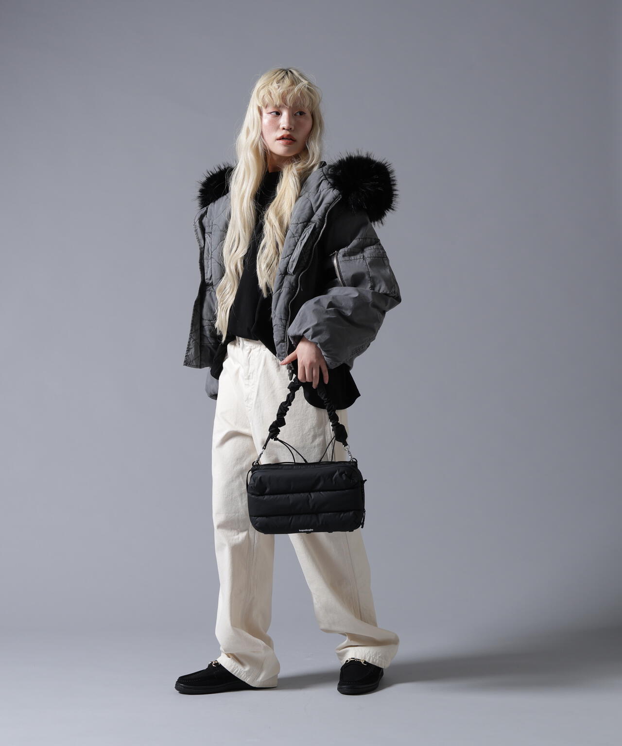 B omnivore/ビーオムニボー COTTON NYLON FUR BLOUSON