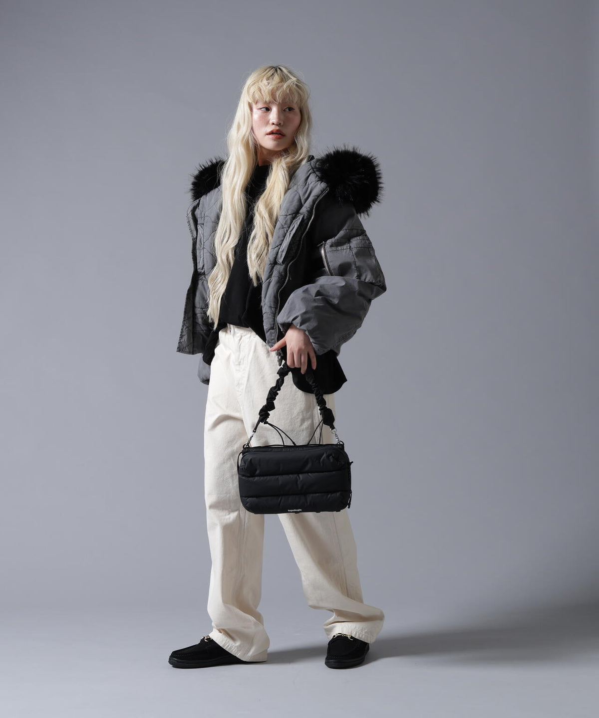 B omnivore/ビーオムニボー COTTON NYLON FUR BLOUSON