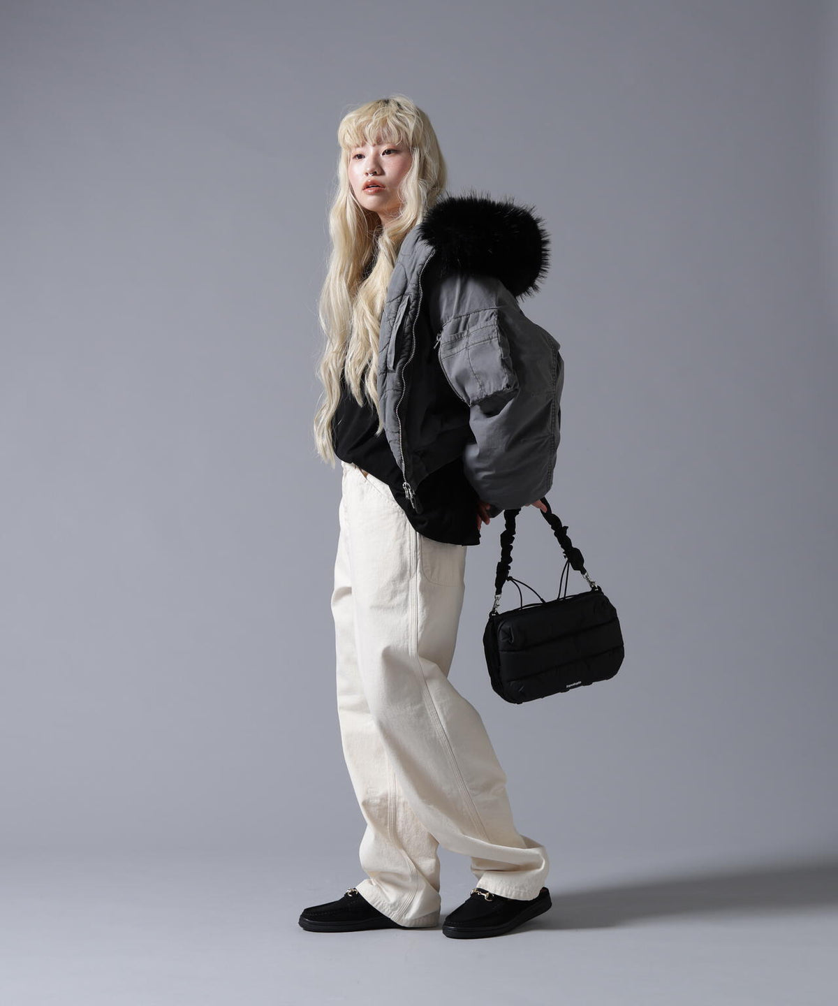 B omnivore/ビーオムニボー COTTON NYLON FUR BLOUSON