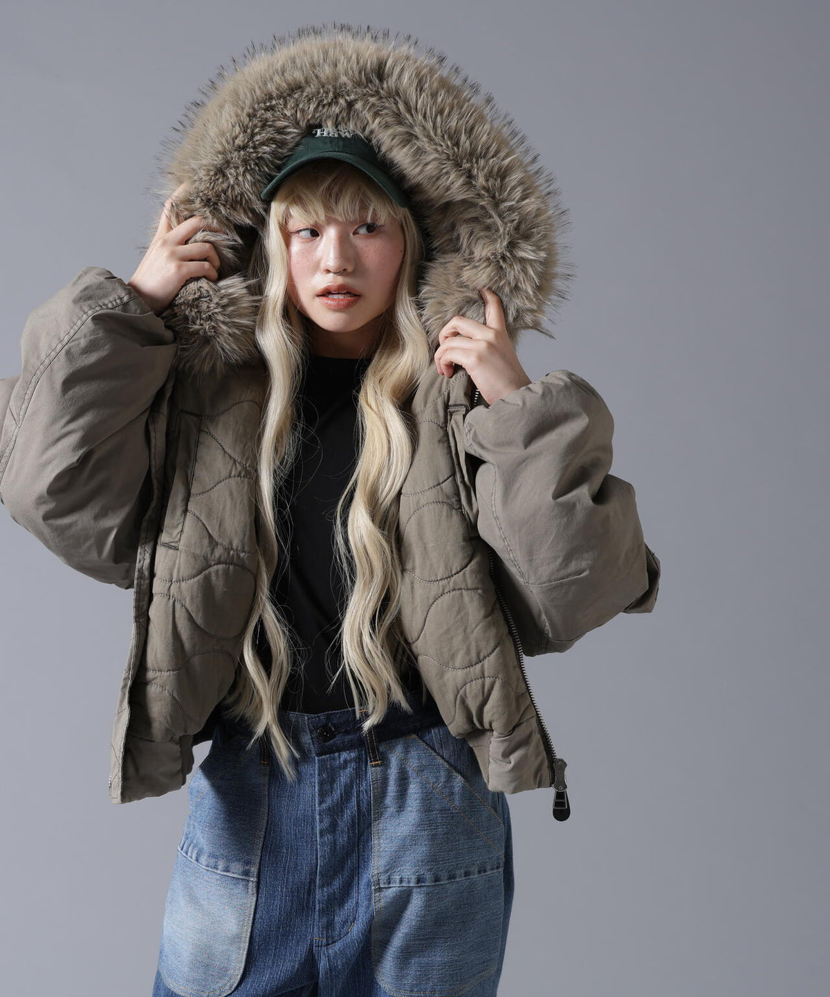 B omnivore/ビーオムニボー COTTON NYLON FUR BLOUSON