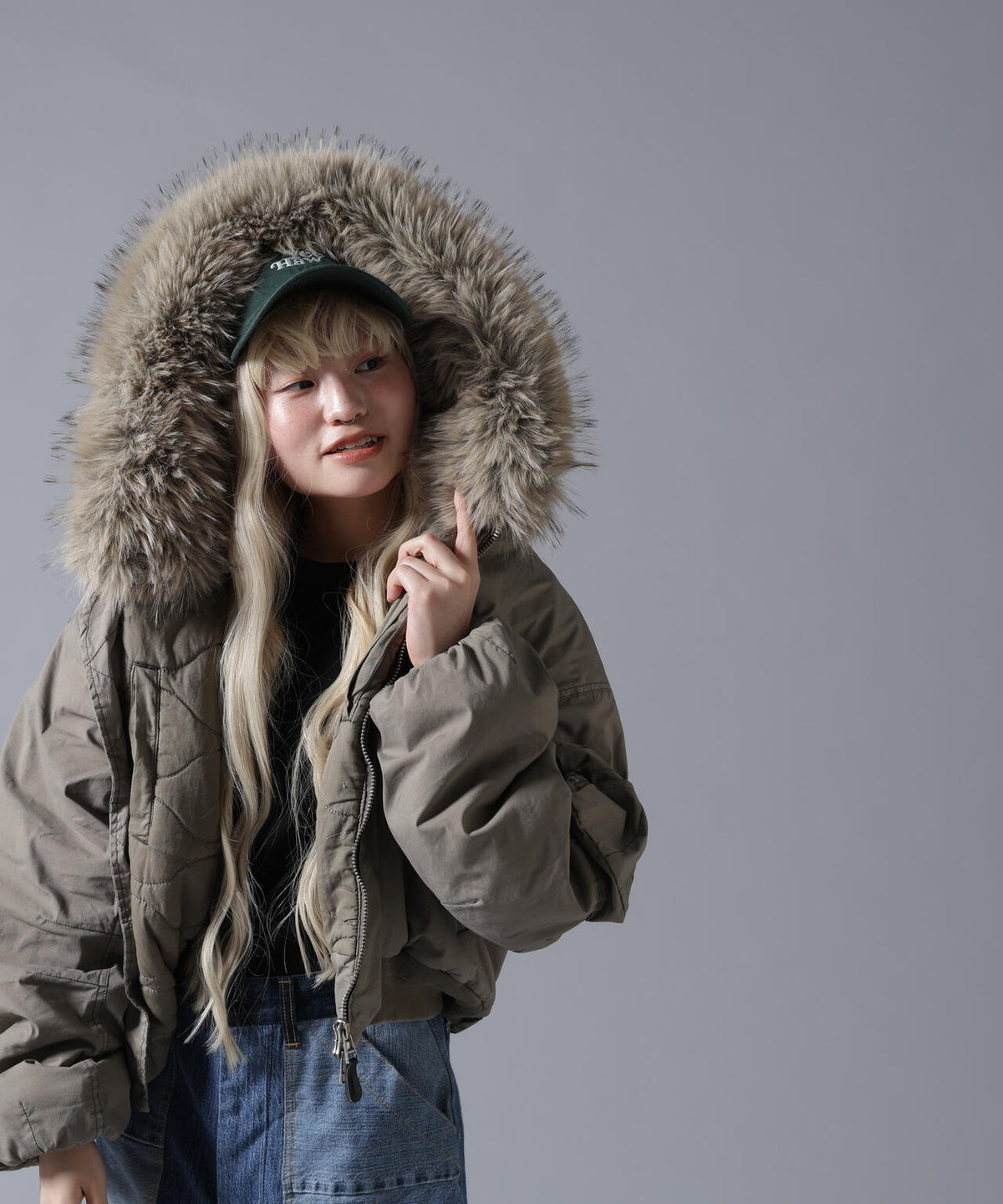 B omnivore/ビーオムニボー COTTON NYLON FUR BLOUSON