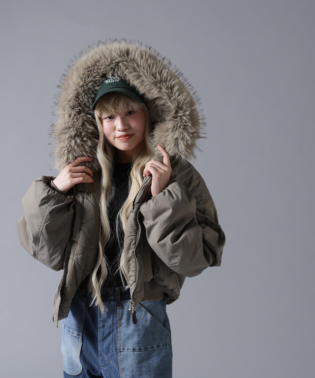 B omnivore/ビーオムニボー COTTON NYLON FUR BLOUSON