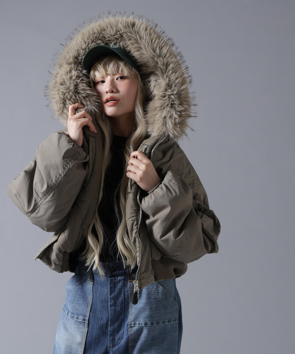B omnivore/ビーオムニボー COTTON NYLON FUR BLOUSON