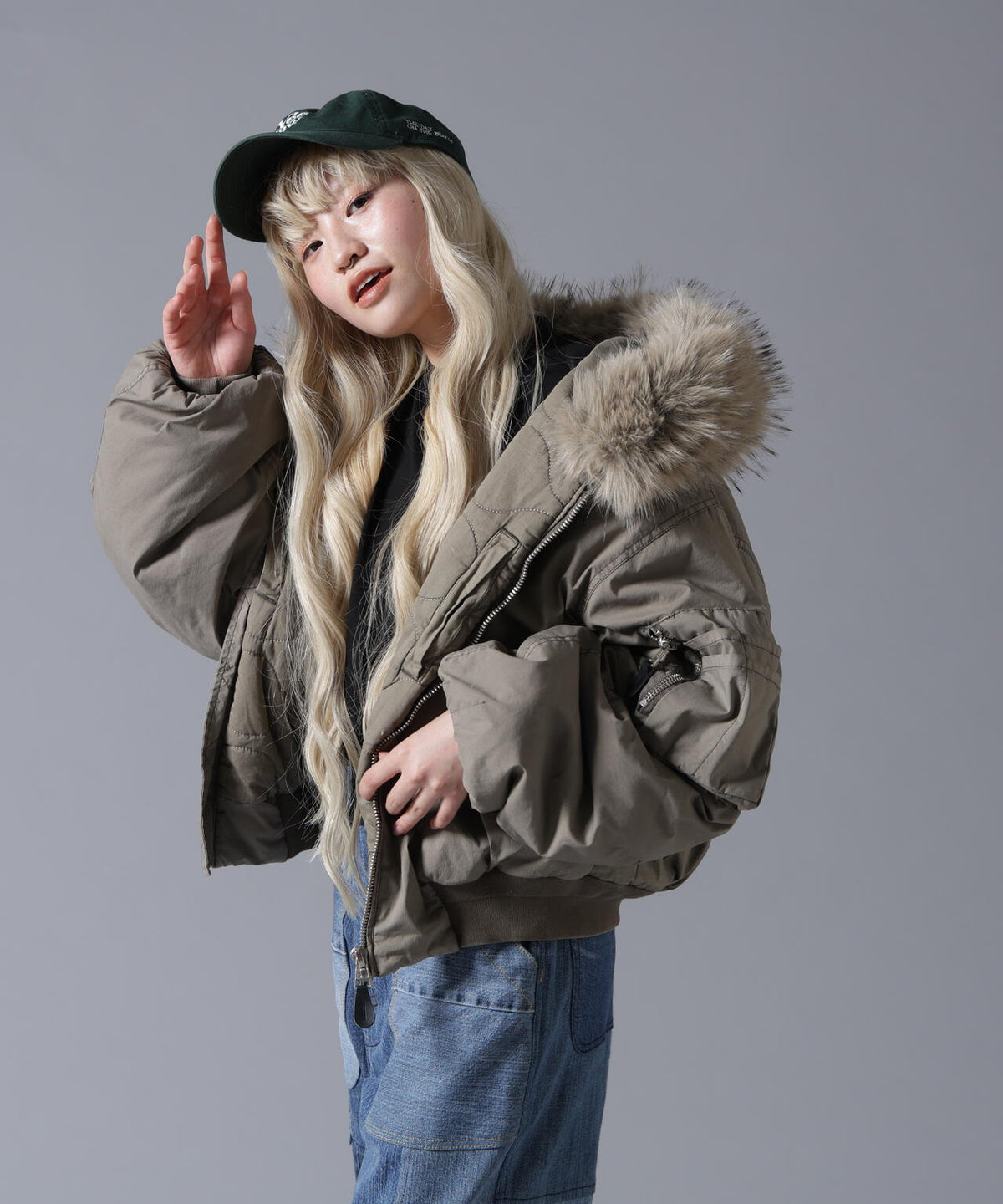 B omnivore/ビーオムニボー COTTON NYLON FUR BLOUSON