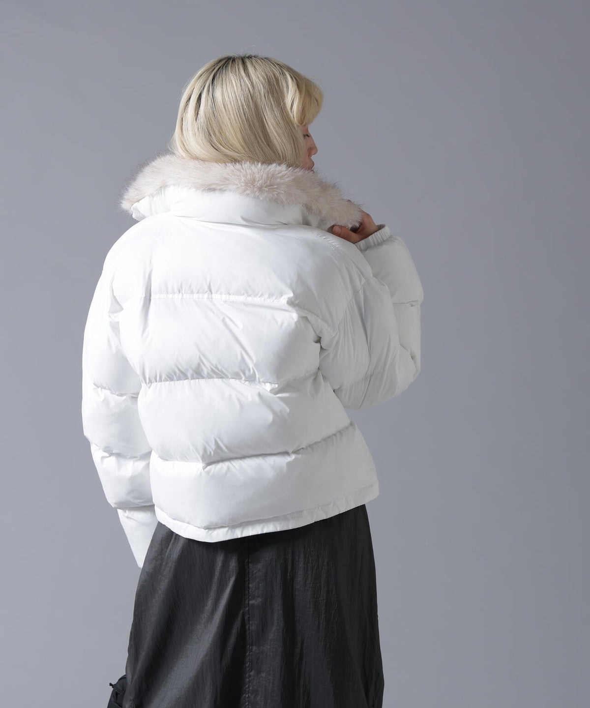 B omnivore/ビーオムニボー NYLON FUR STAND BLOUSON