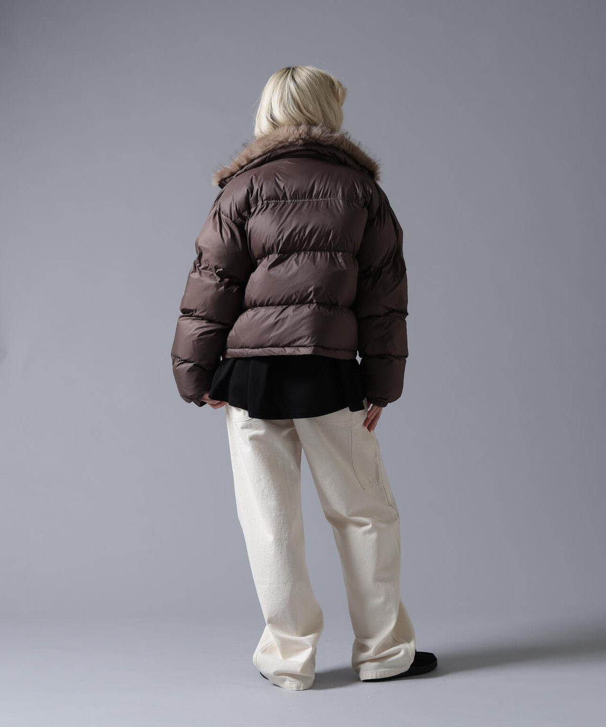 B omnivore/ビーオムニボー NYLON FUR STAND BLOUSON