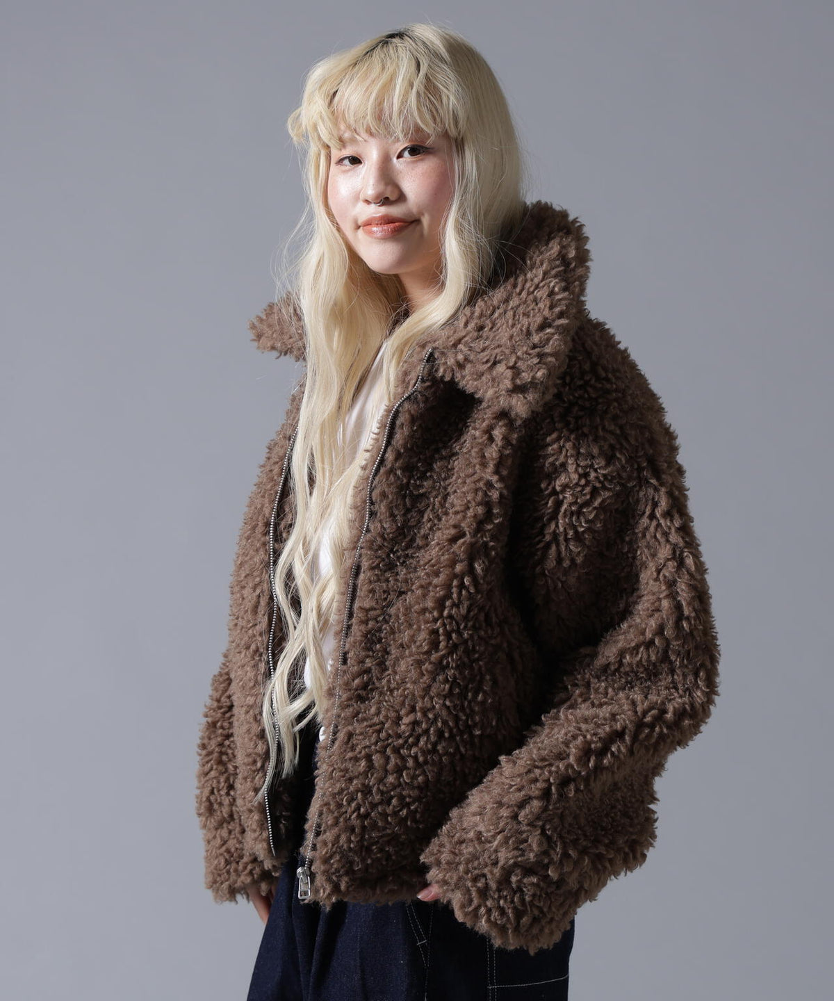 B omnivore/ビーオムニボー BOA COLLAR BLOUSON